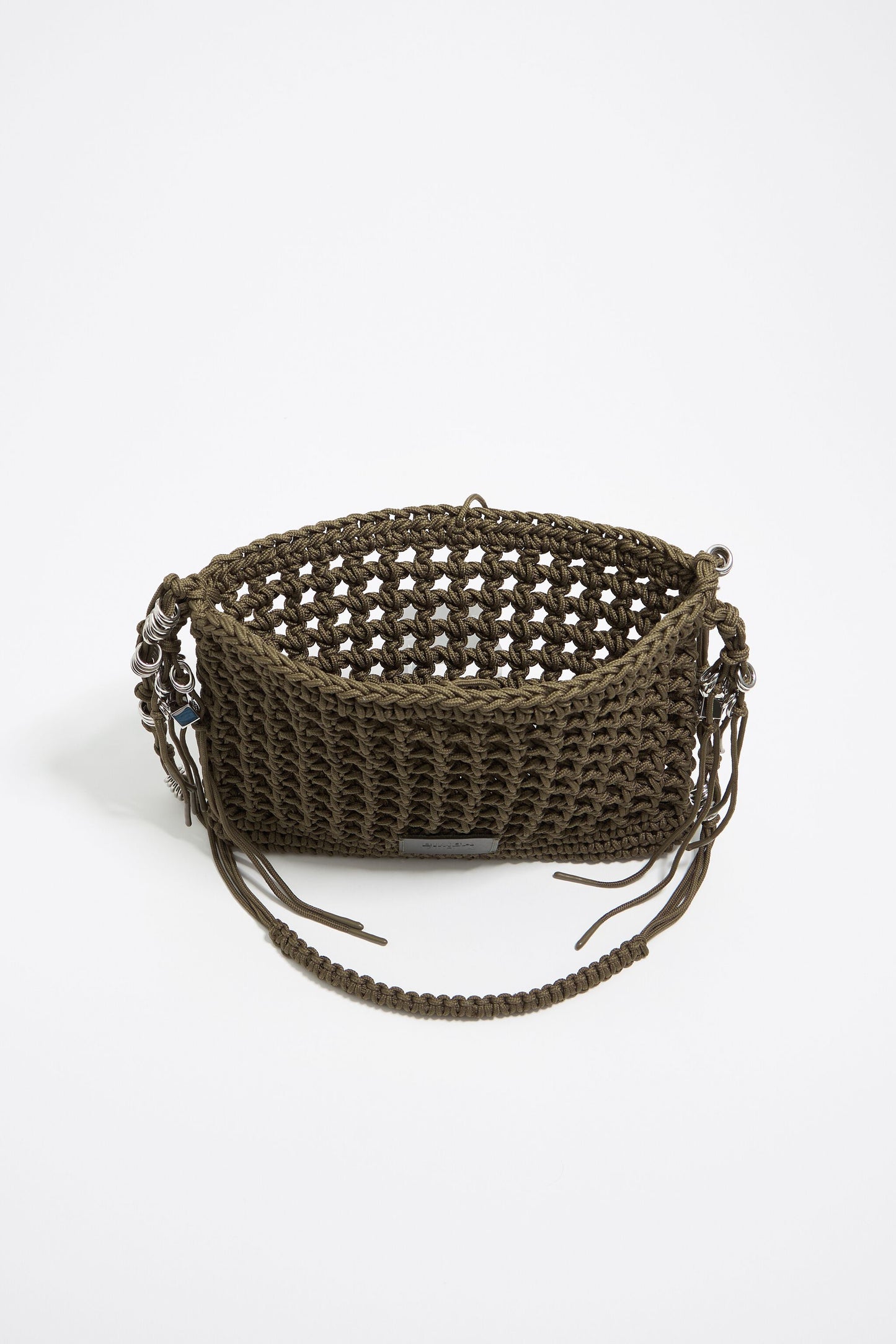 Khaki plaited crossbody bag