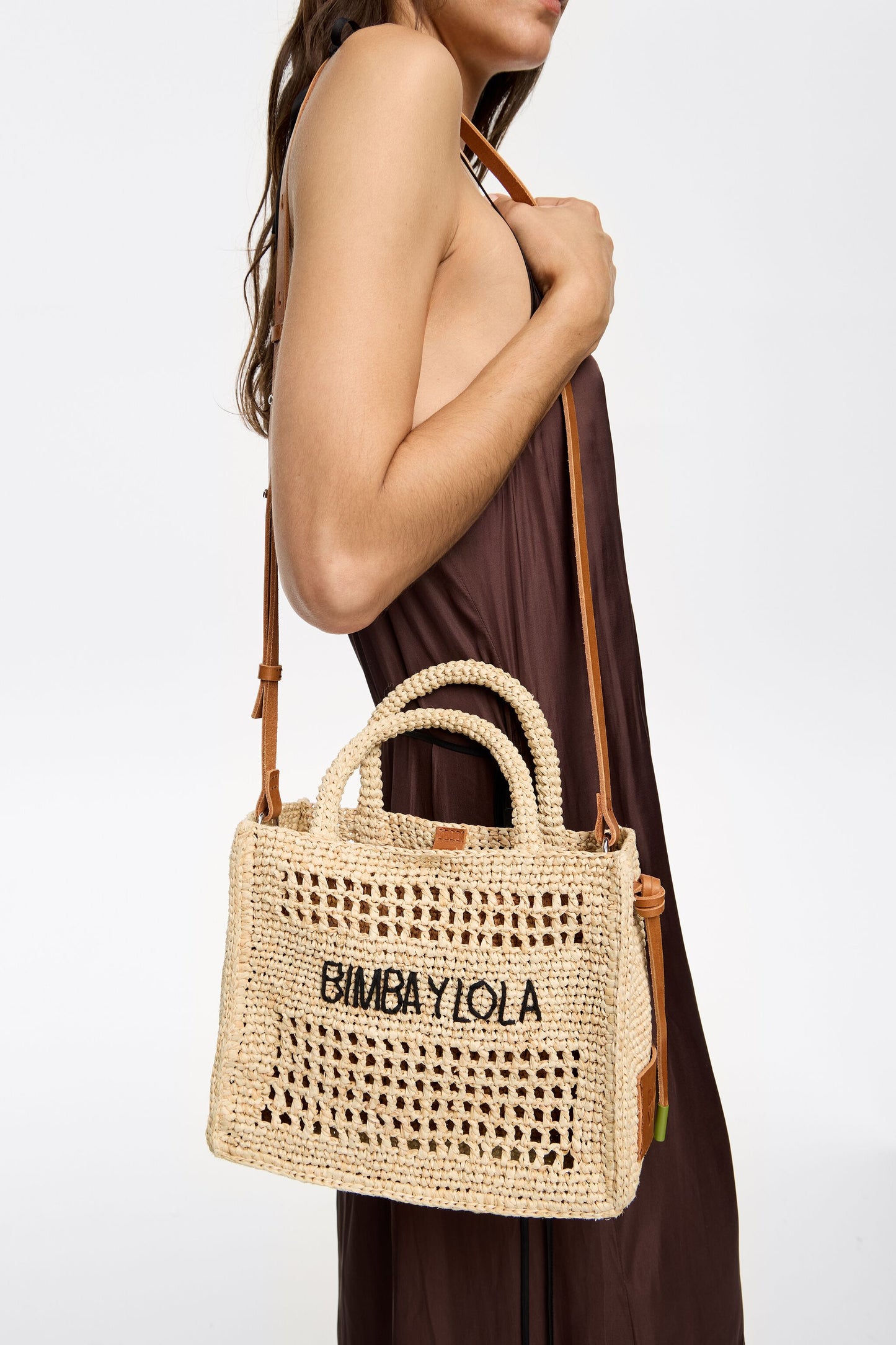 Small natural raffia shopper bag