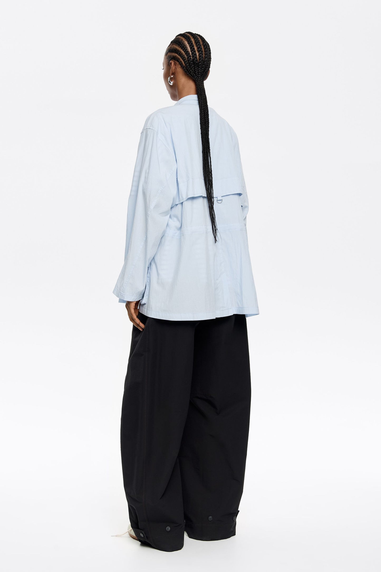 Light blue fluid double-breasted jacket