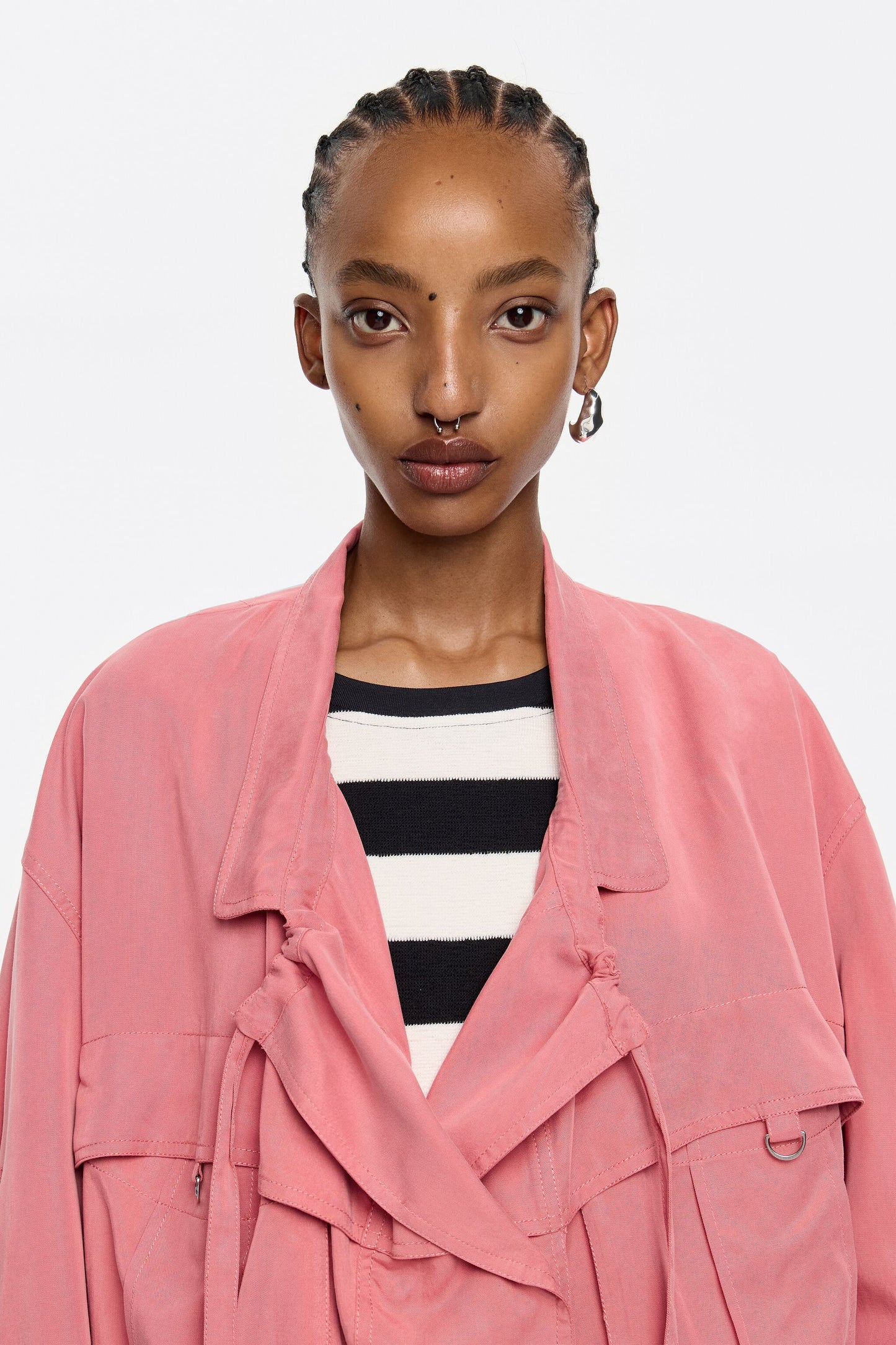 Coral fluid double-breasted jacket