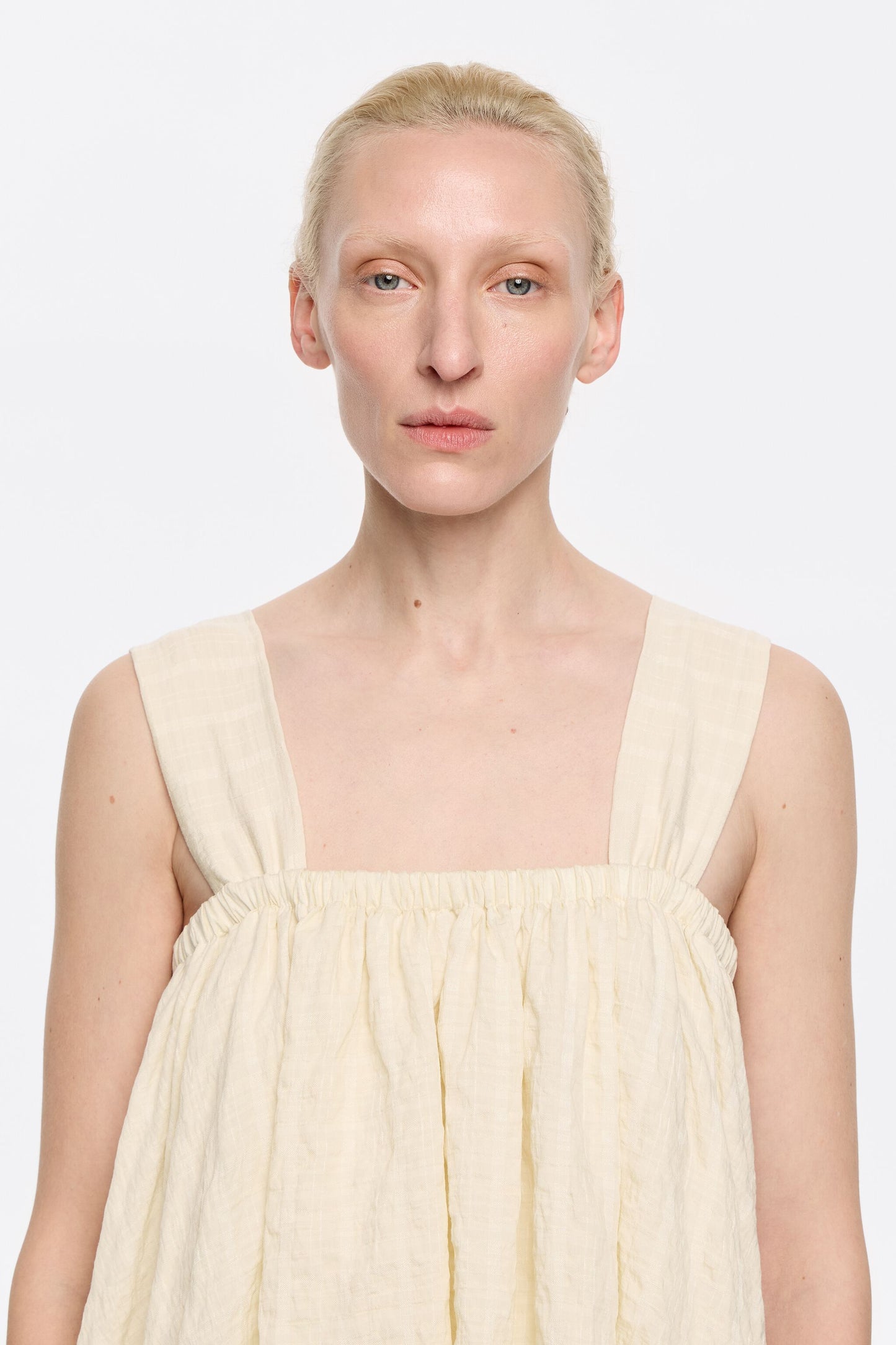 Butter yellow double-ruffle top
