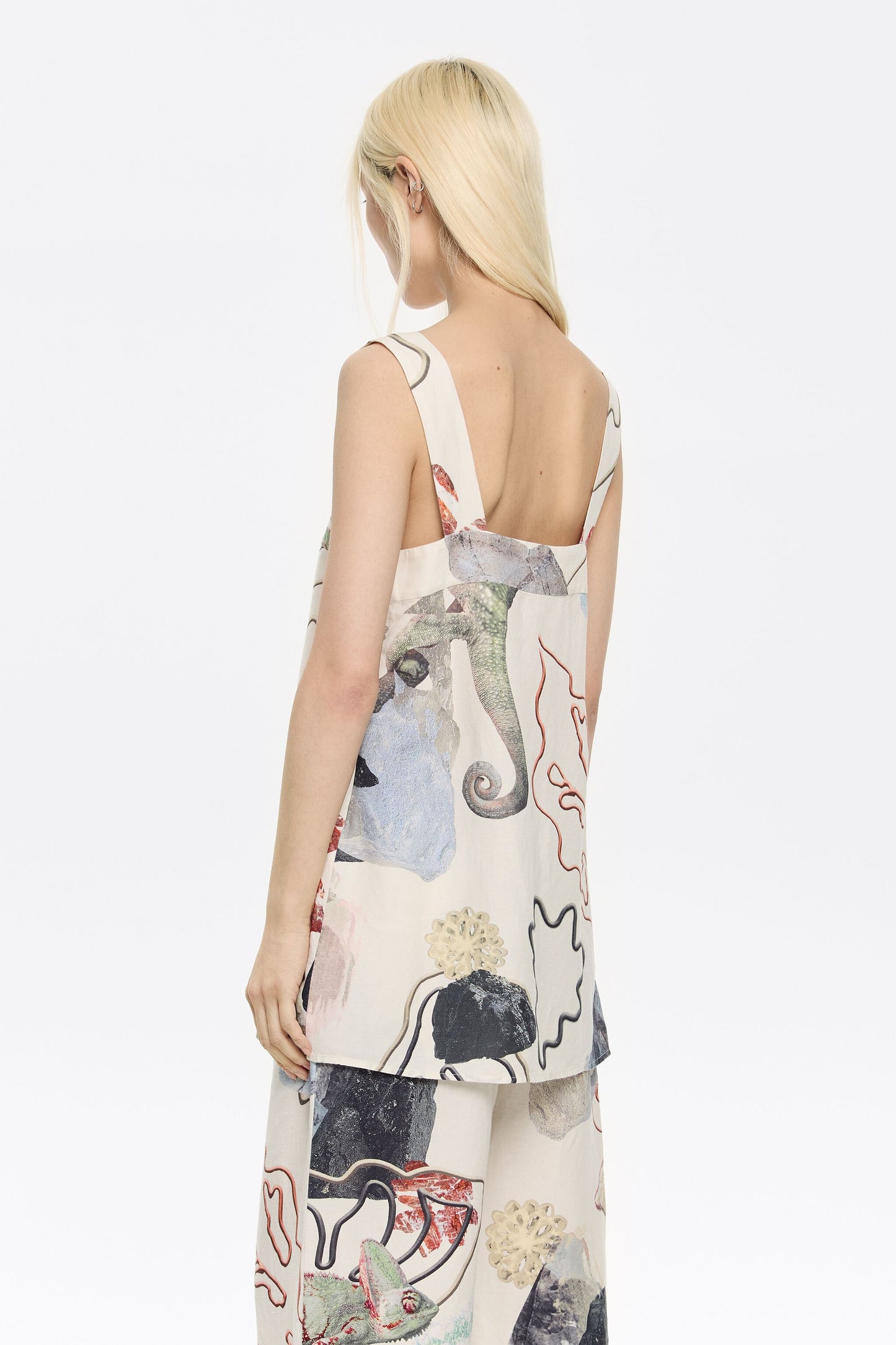Ivory Chameleon linen vest top