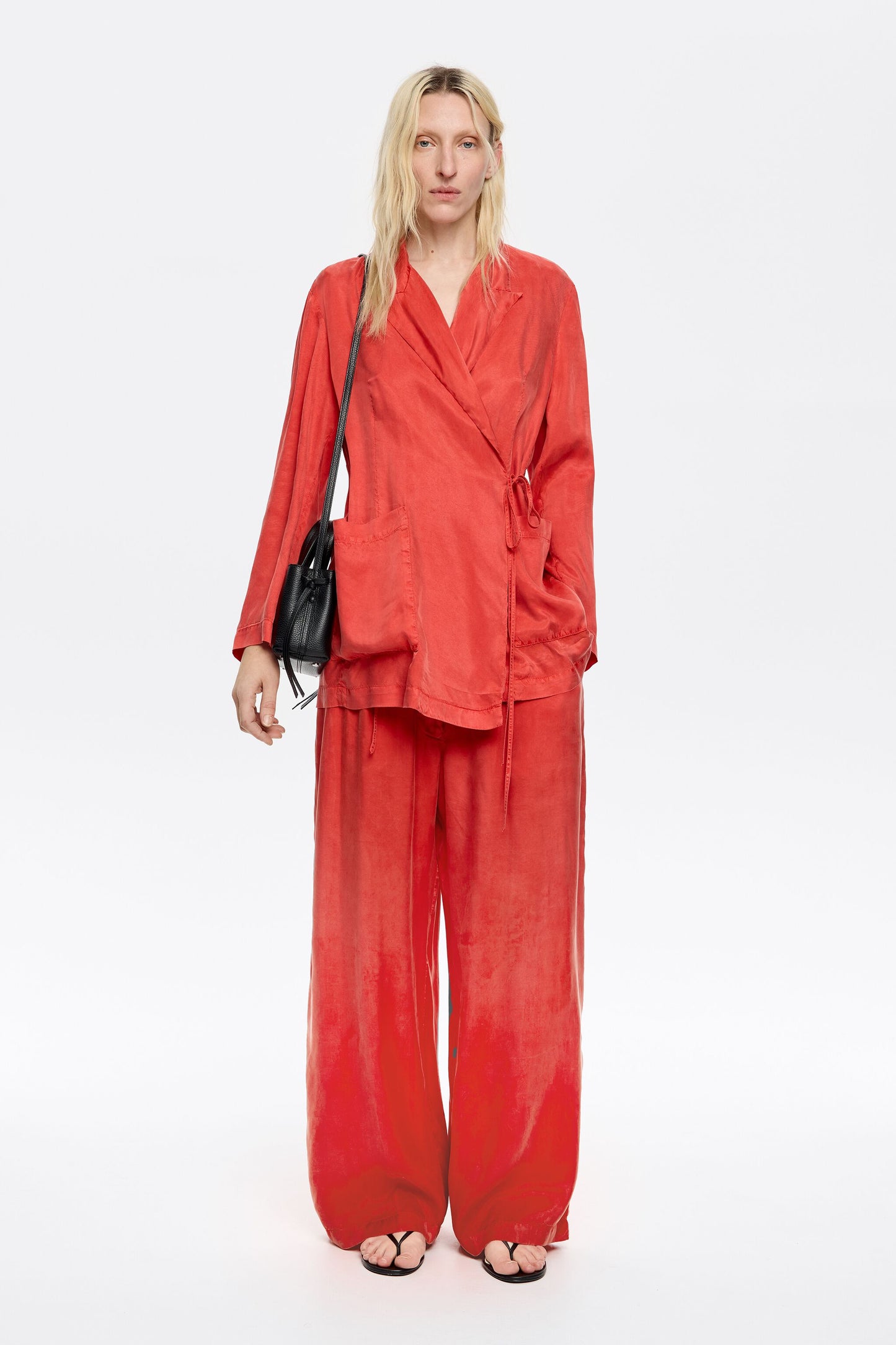 Fluid red double-breasted jacket