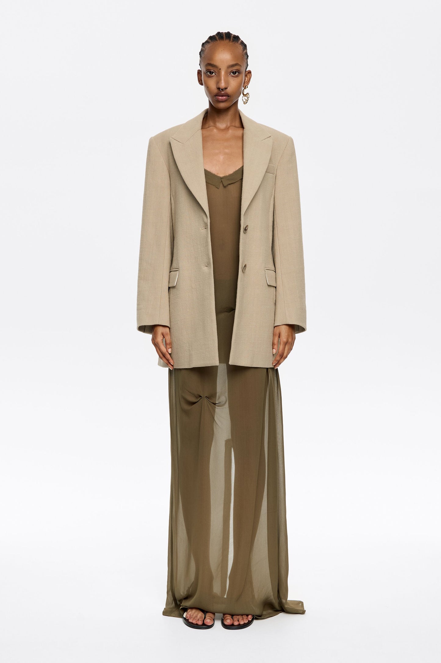 Sand fitted tailored jacket