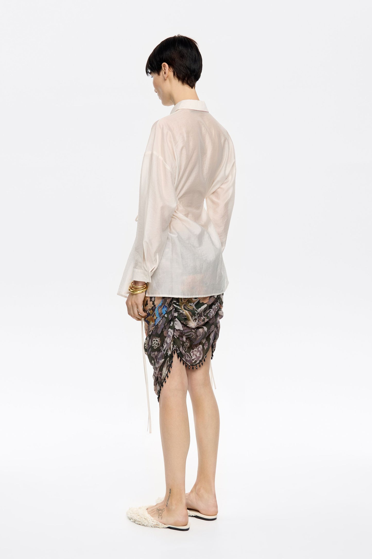 Khaki Gazania adjustable mini skirt