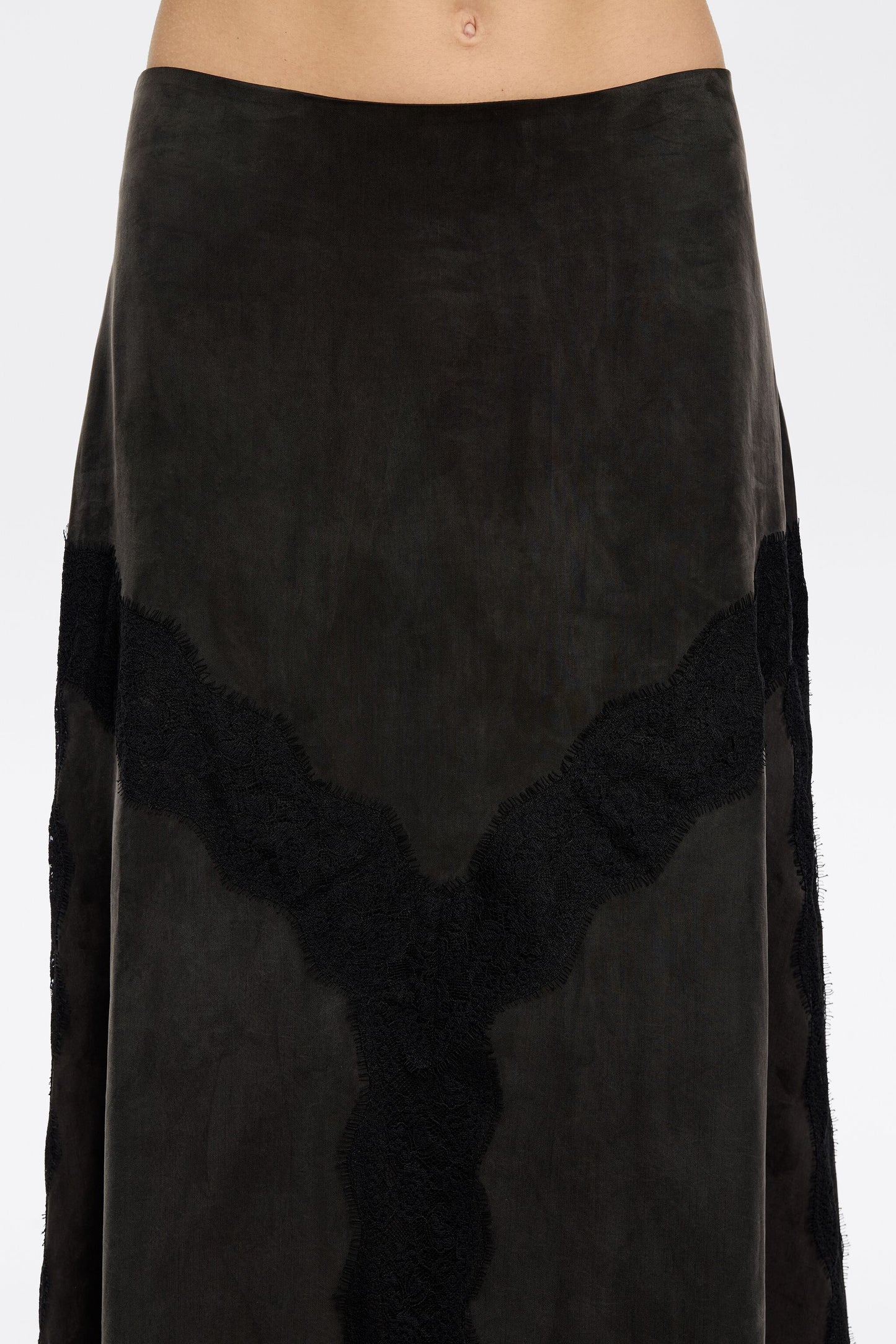 Black lace A-line skirt