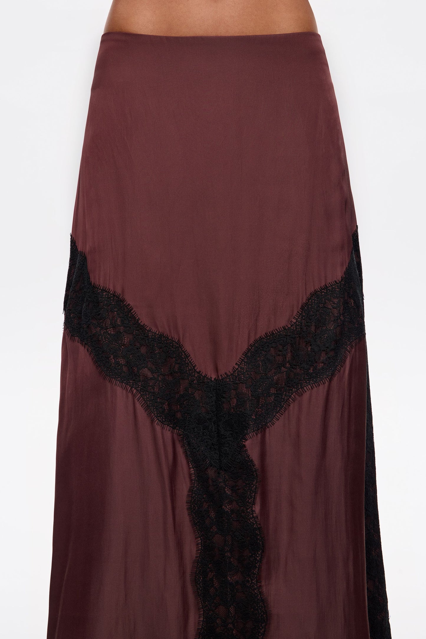 Dark brown A-line lace skirt