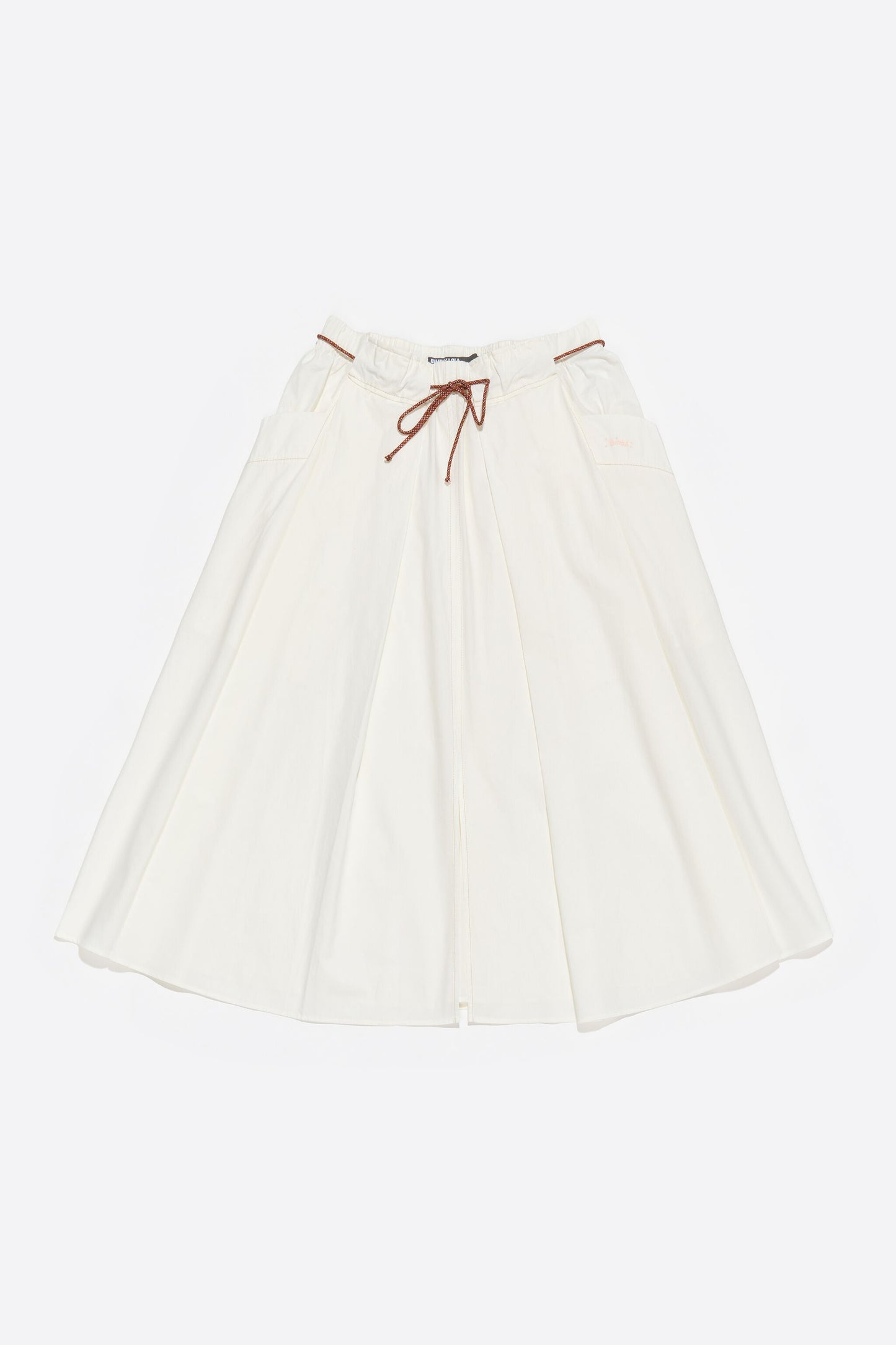 White A-line midi skirt