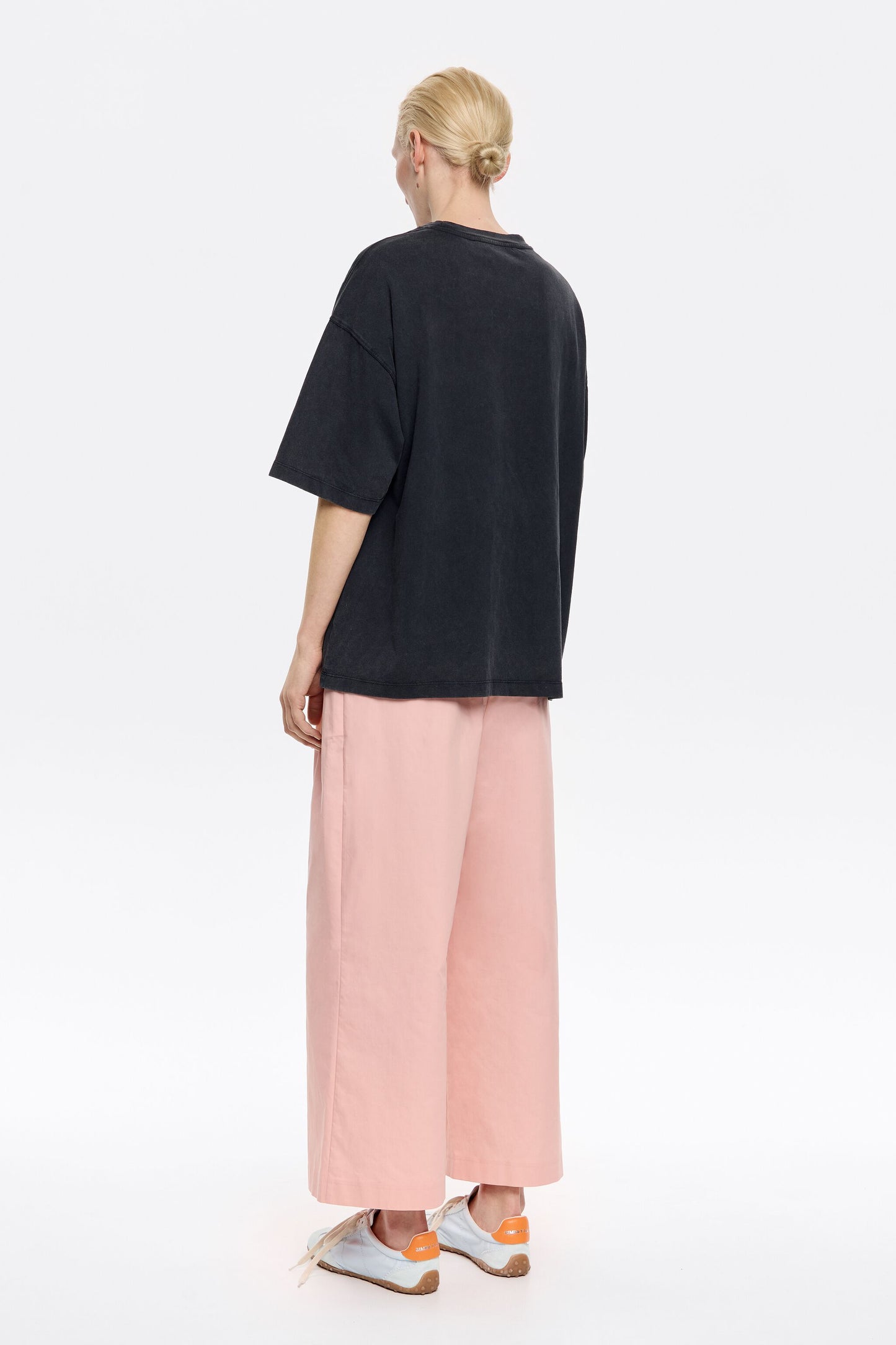 Light pink darted ankle-length trousers