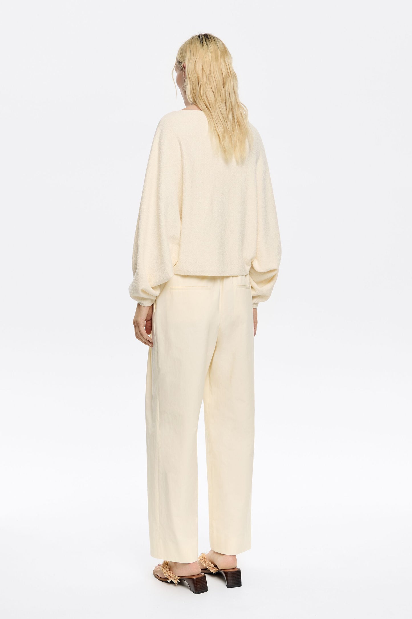 Vanilla cotton darted trousers