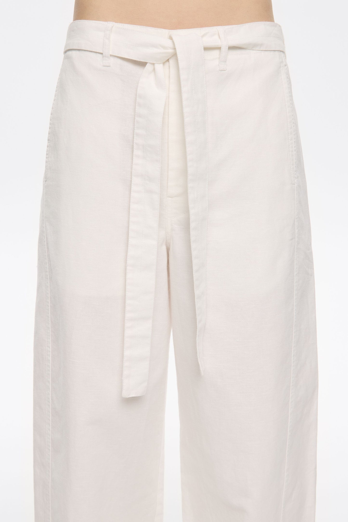 Ivory linen barrel trousers