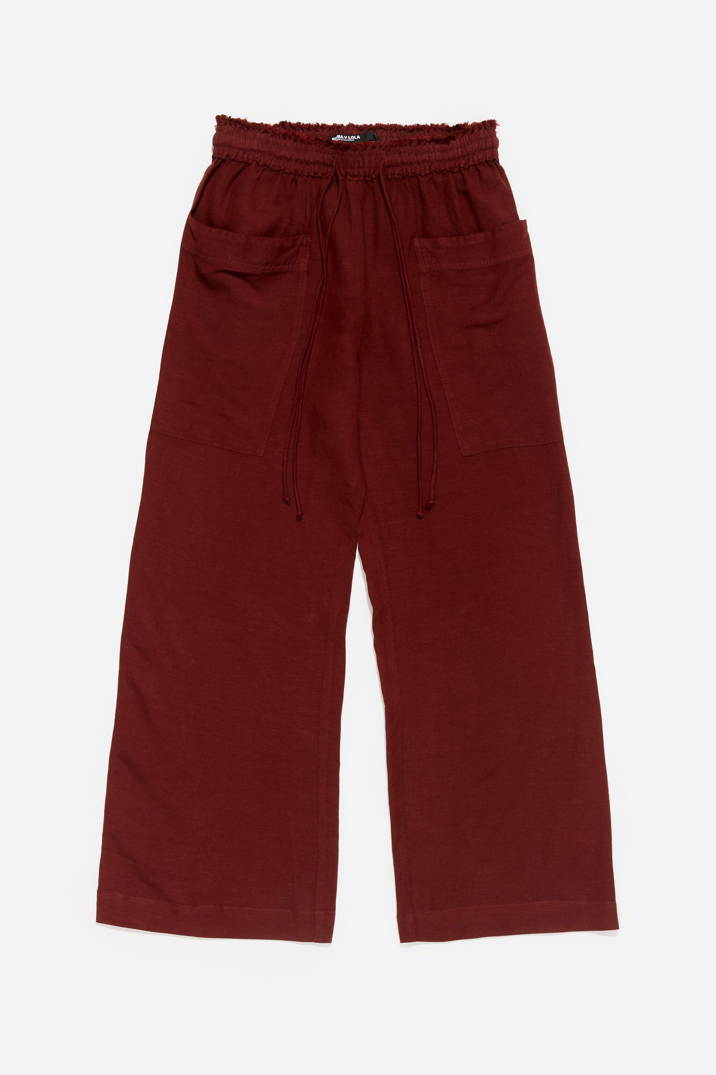 Brown linen jogger trousers with maxi pockets