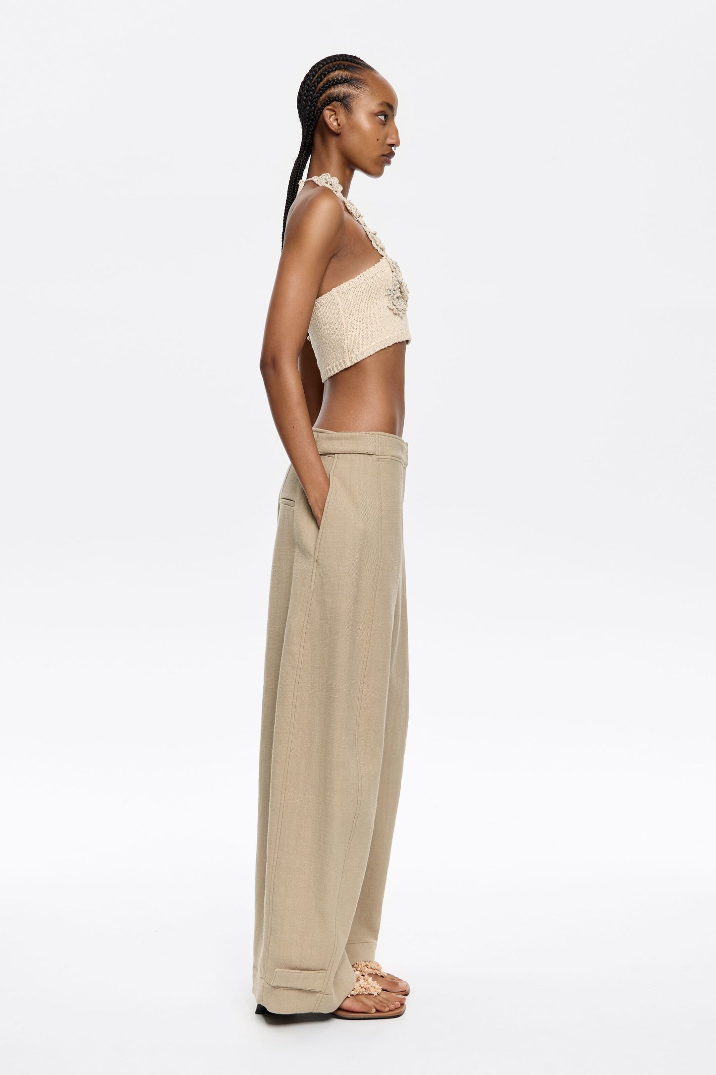 Sand oversize fluid trousers