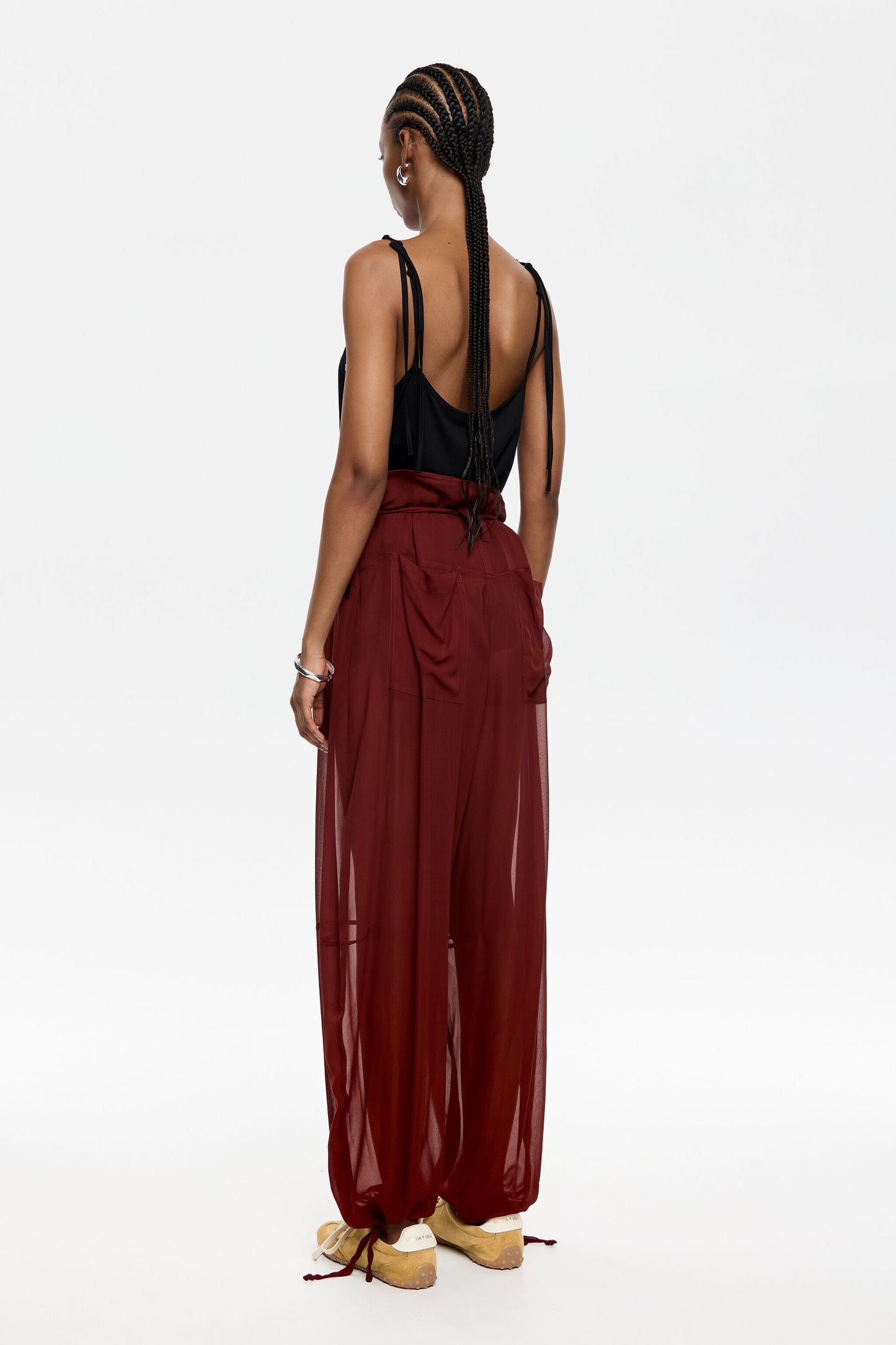 Brown fluid harem trousers