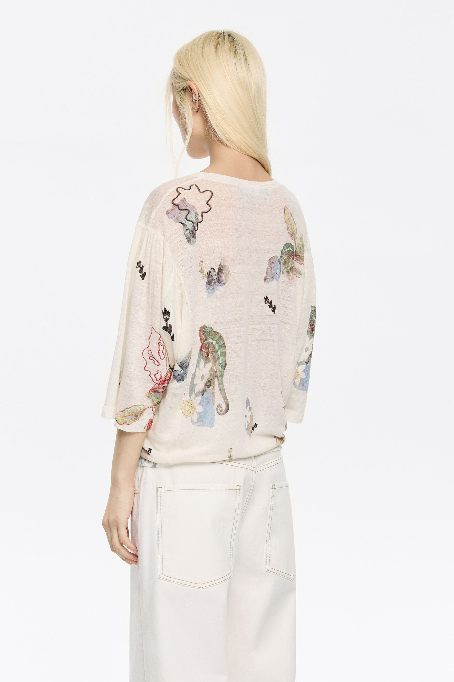 Ivory Chameleon gathered shoulder sweater