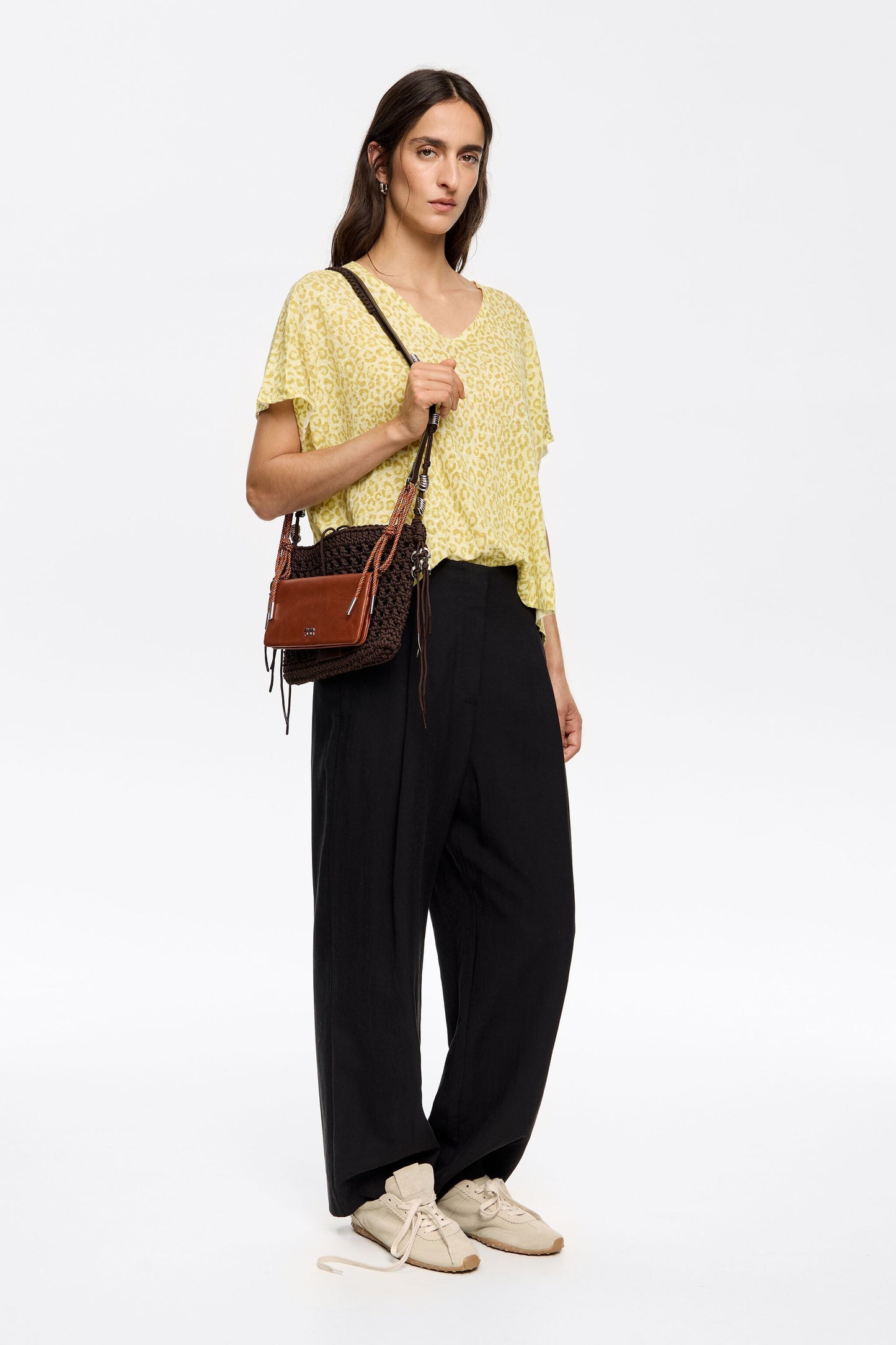 Yellow Animalspots linen cape sweater