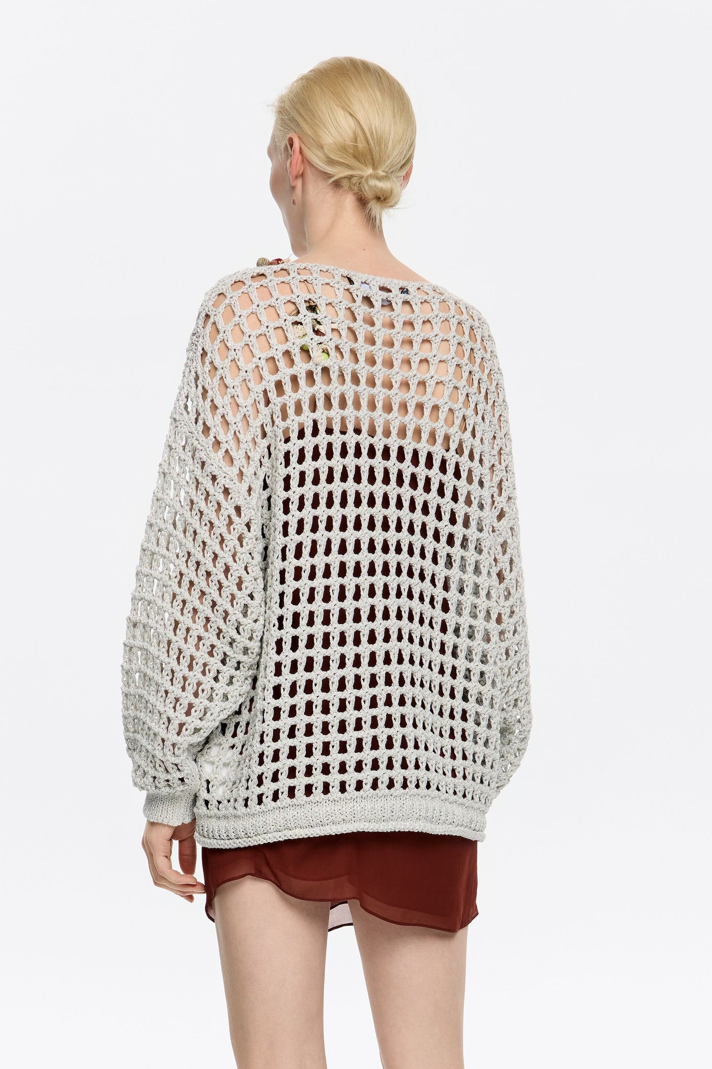 Silver openwork maxi jumper