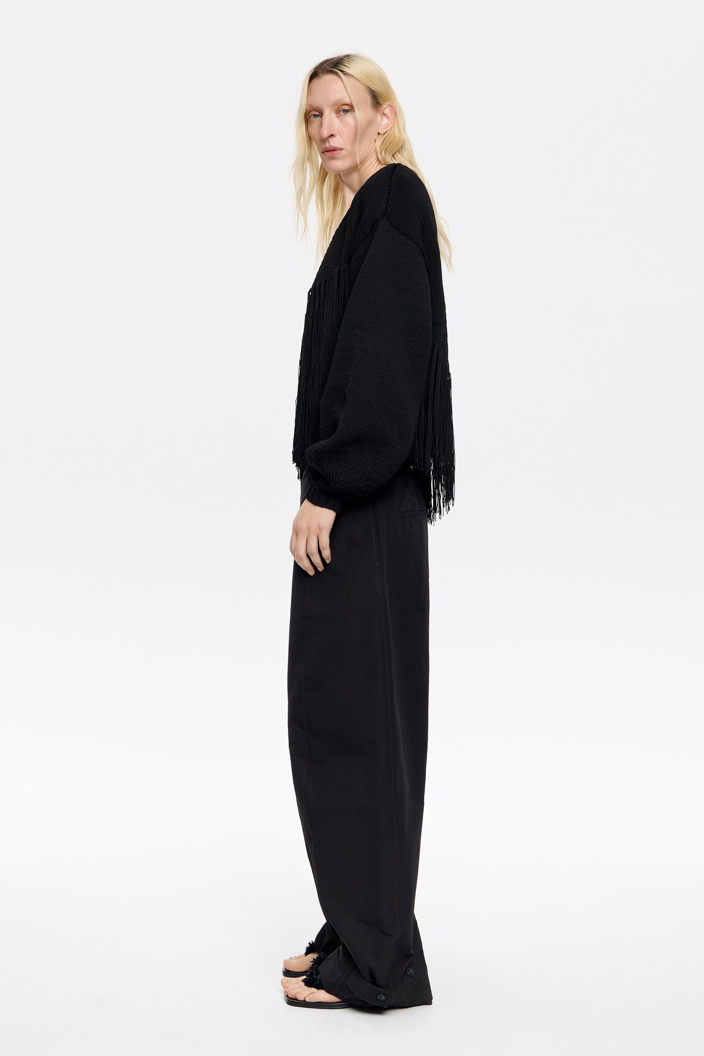 Black fringed cardigan