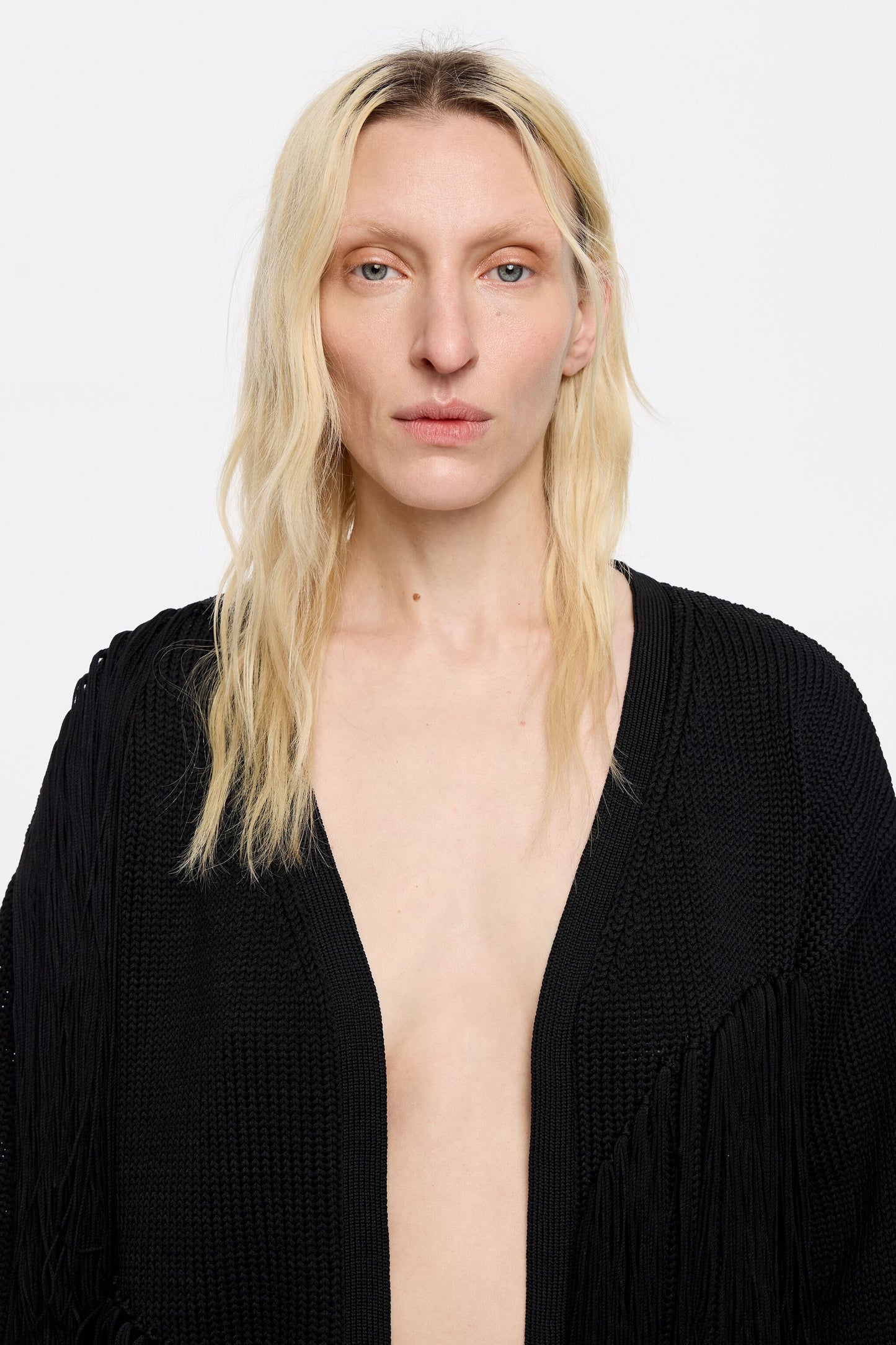Black fringed cardigan