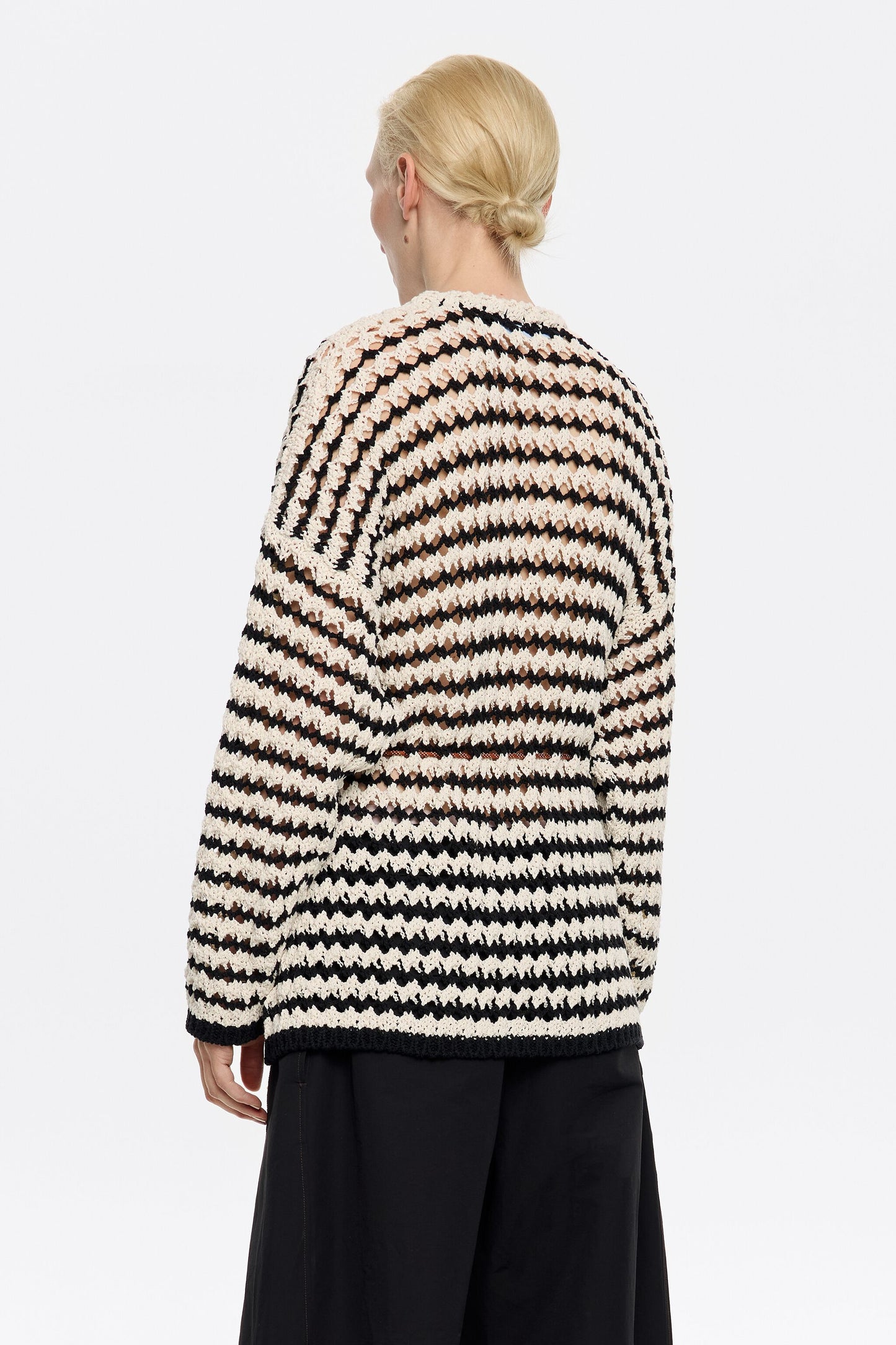 Striped cardigan with adjustable waist