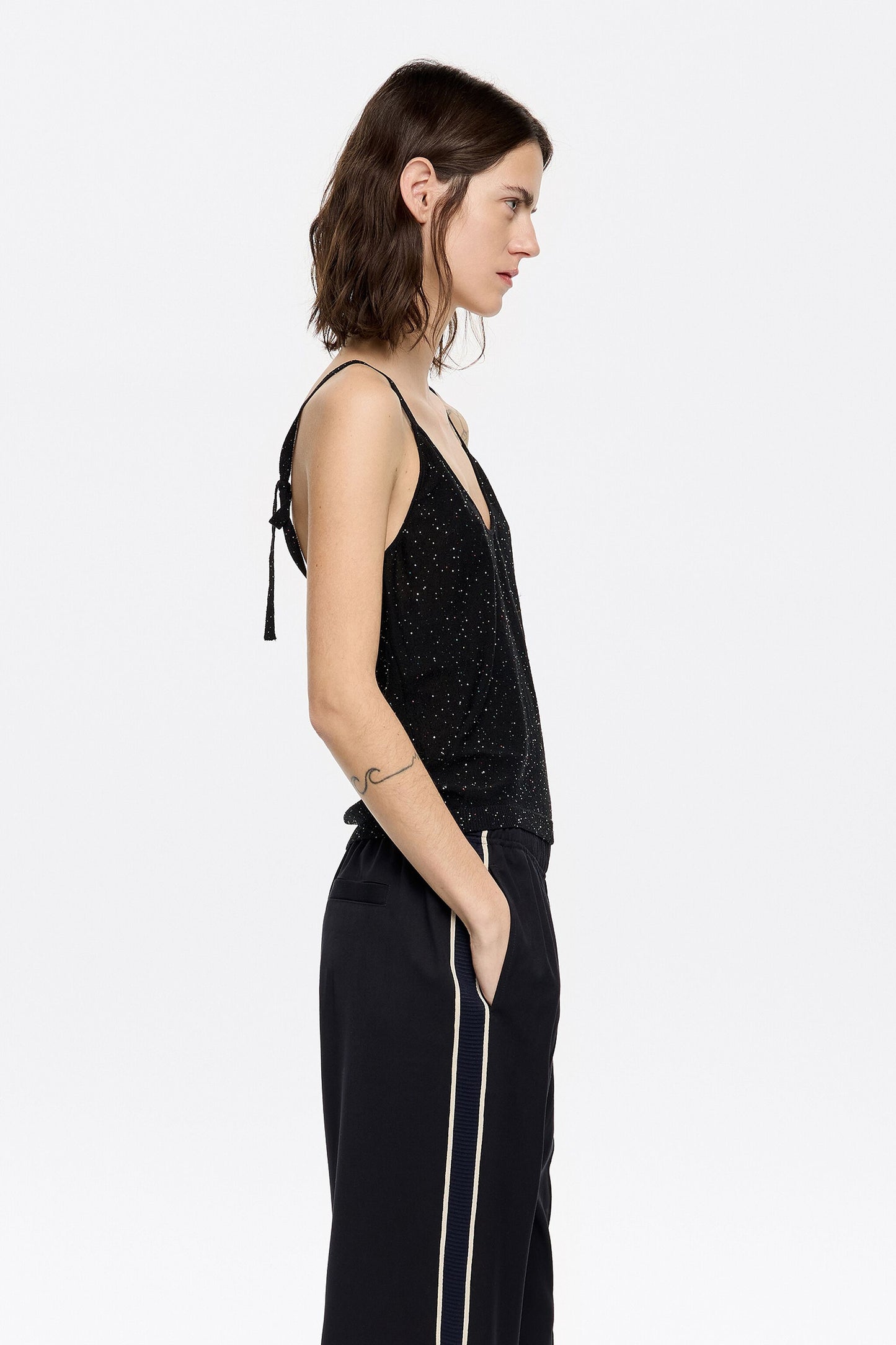 Black knit top