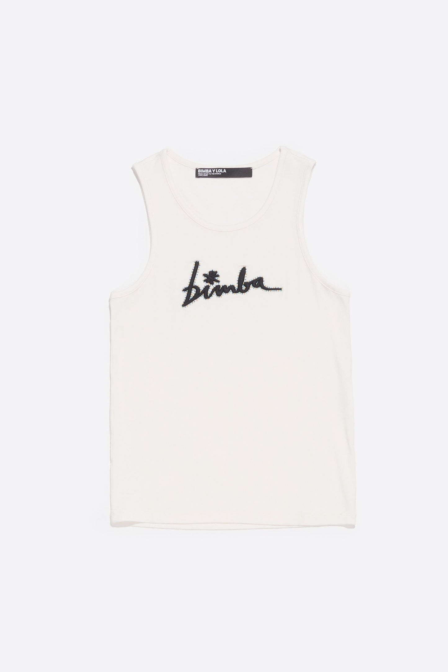 Ivory logo T-shirt with beads