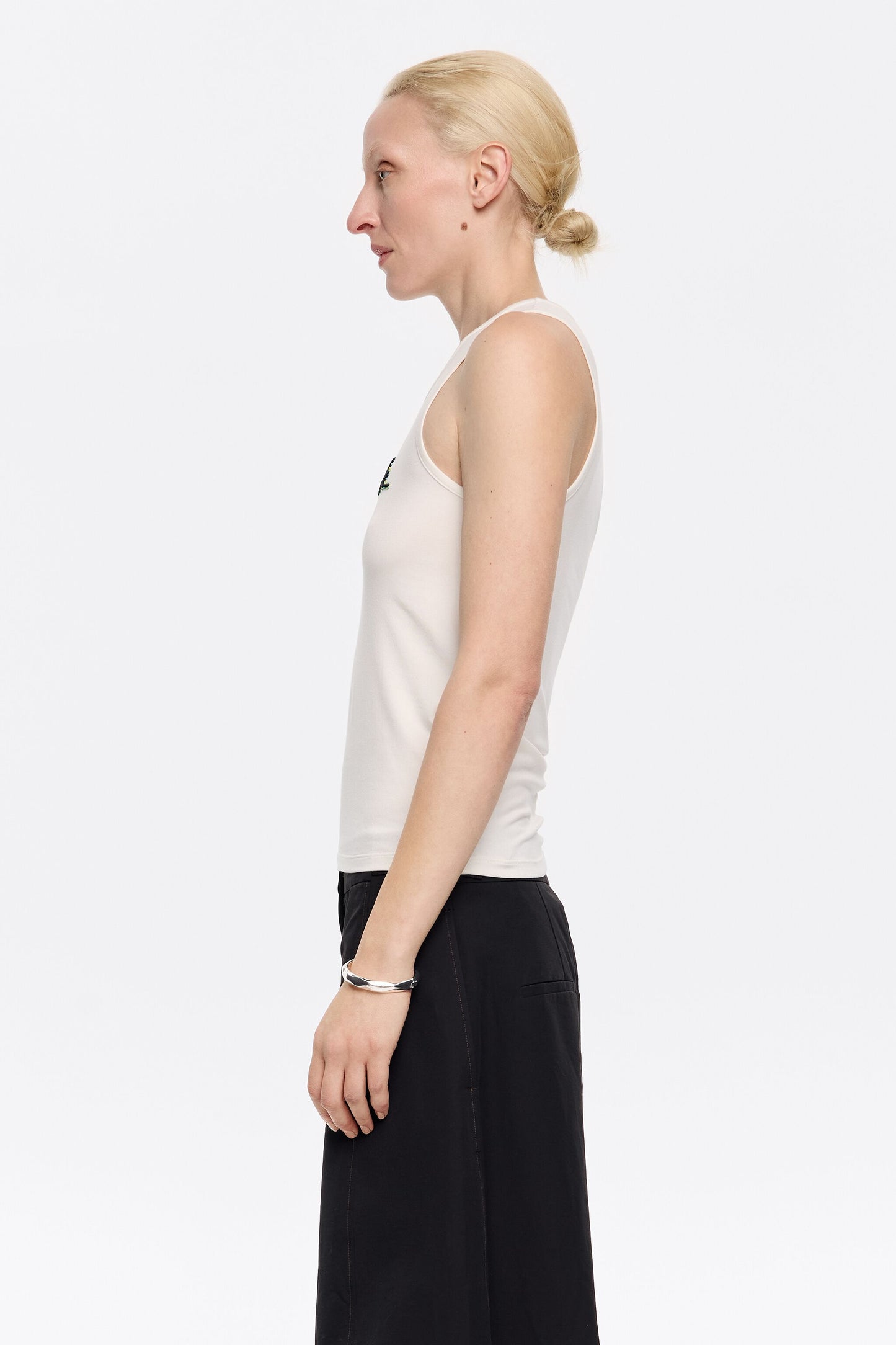 Ivory logo T-shirt with beads