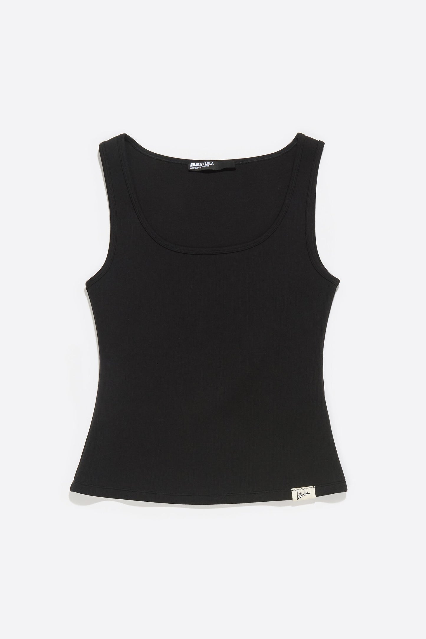 Black fitted top with square neckline