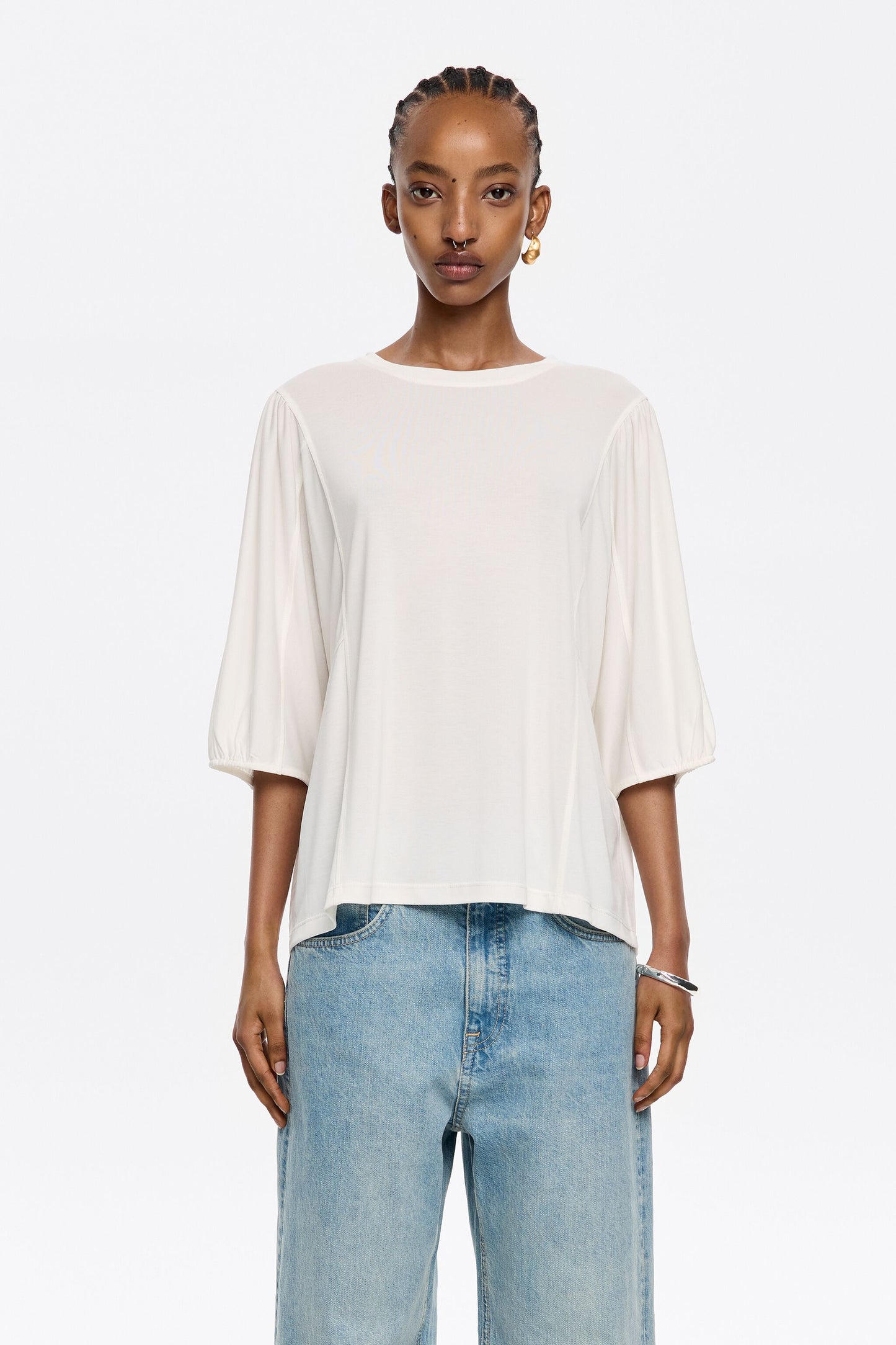 Ivory fluid straight T-shirt