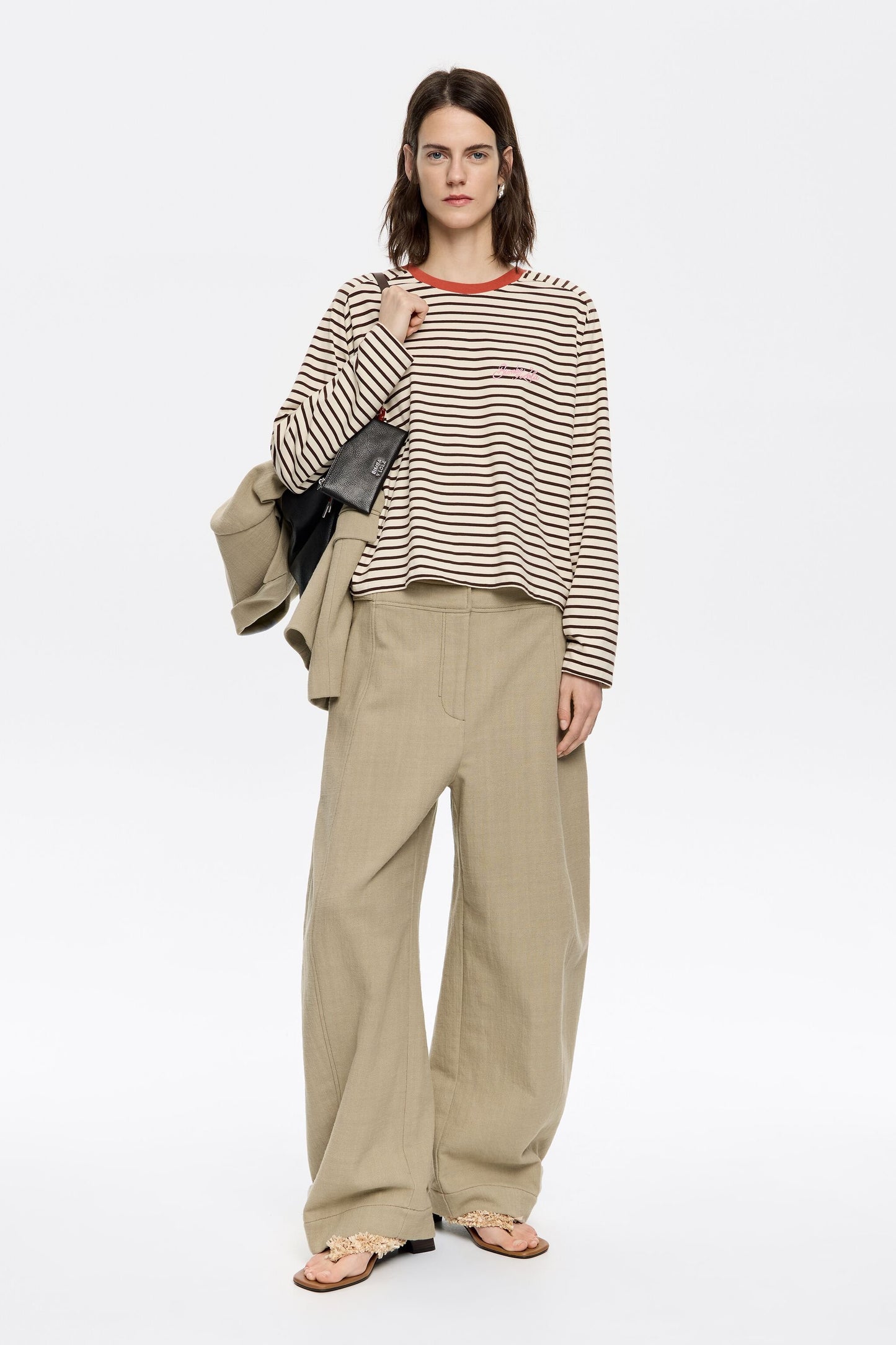 Brown striped T-shirt