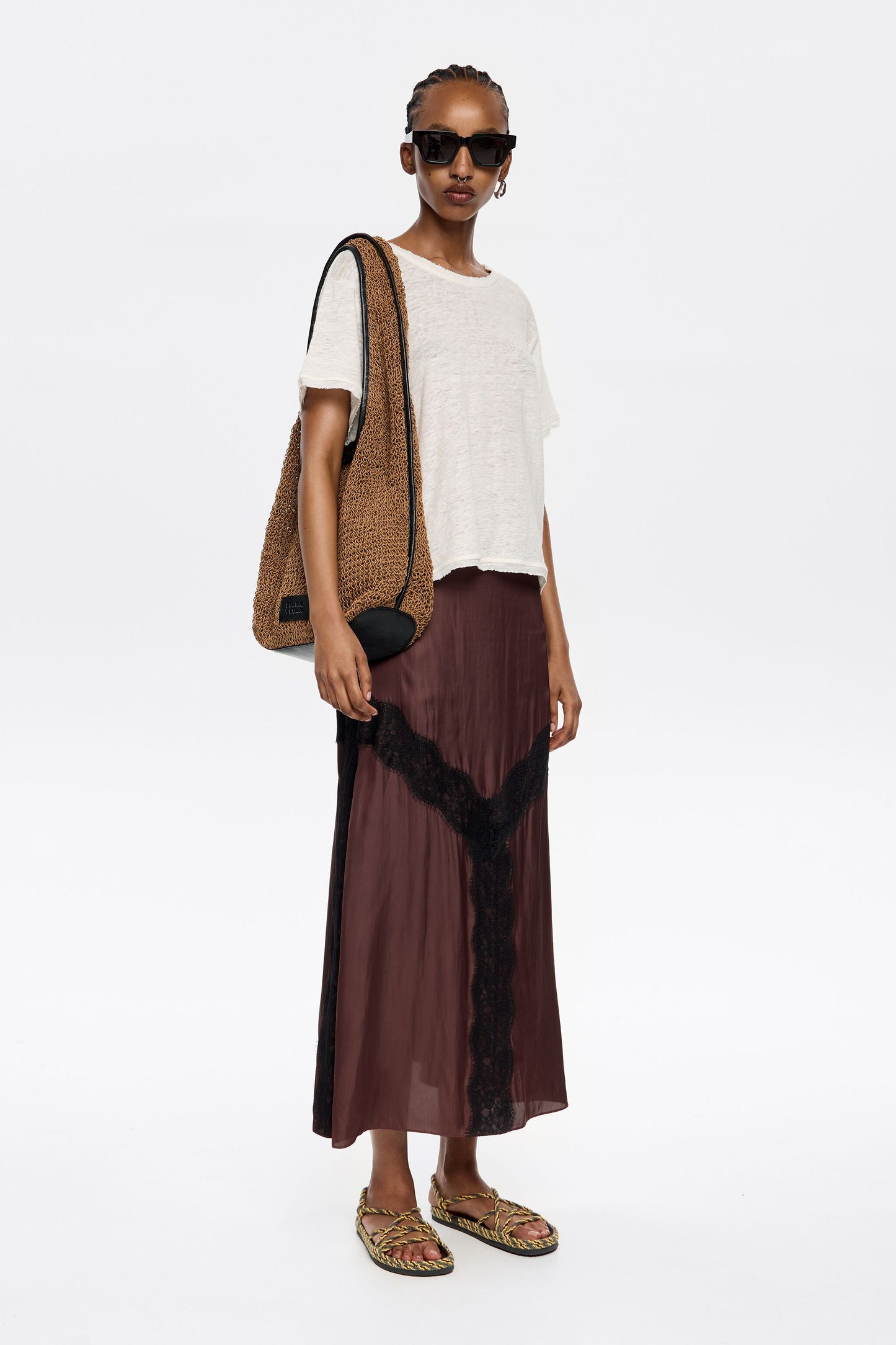 Ivory boxy linen T-shirt