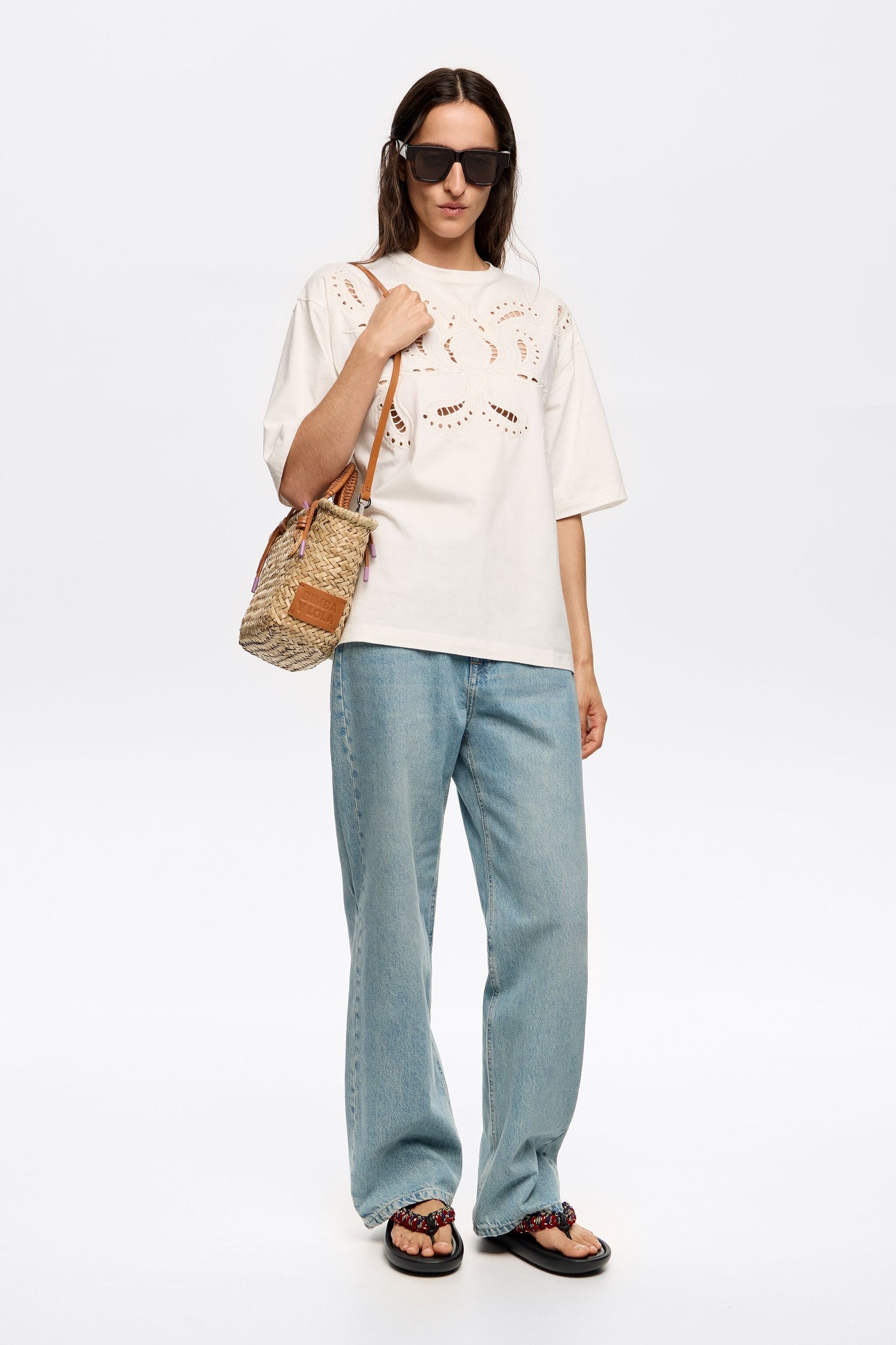 Ecru embroidered T-shirt