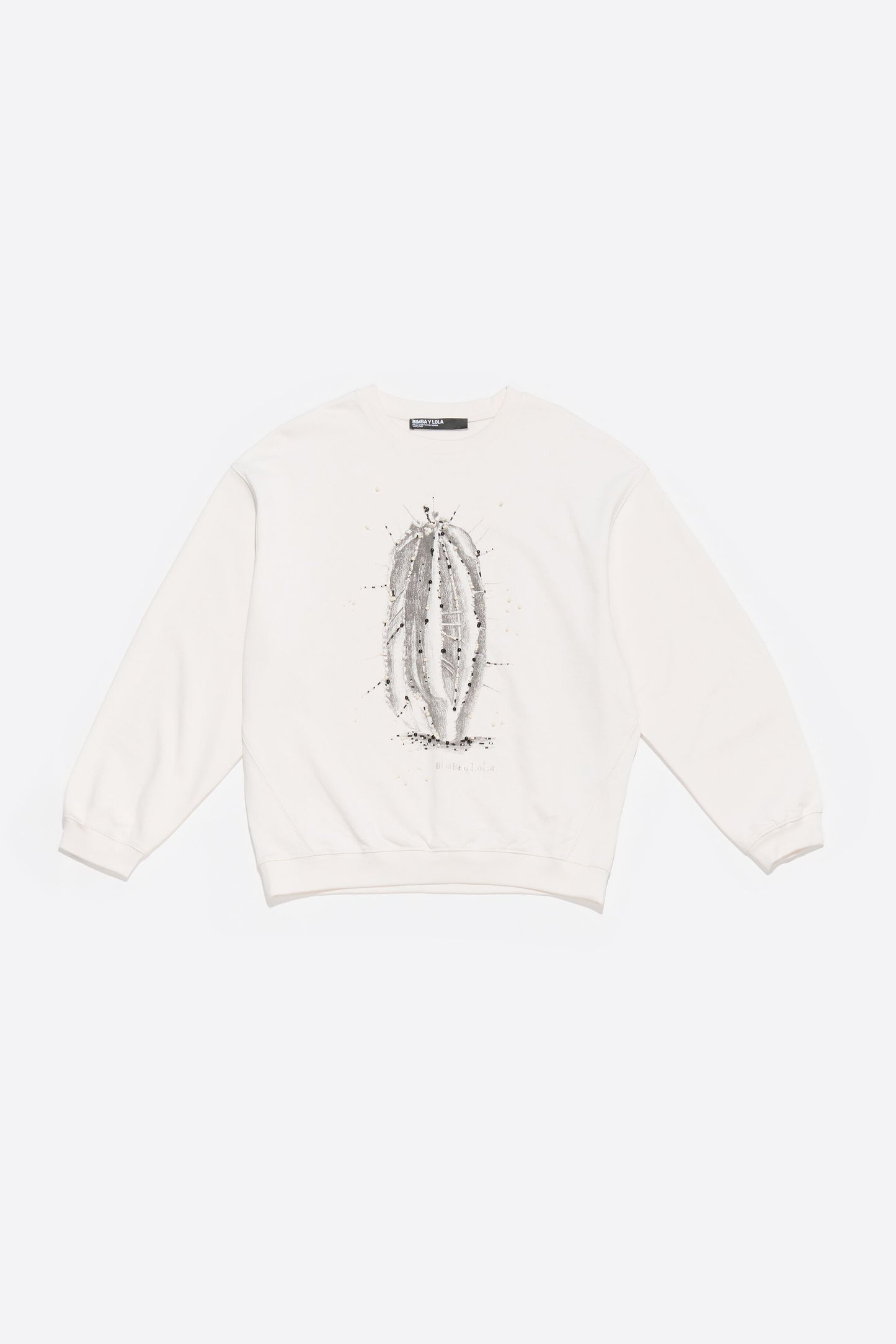 Ice gray logo sweatshirt with beads