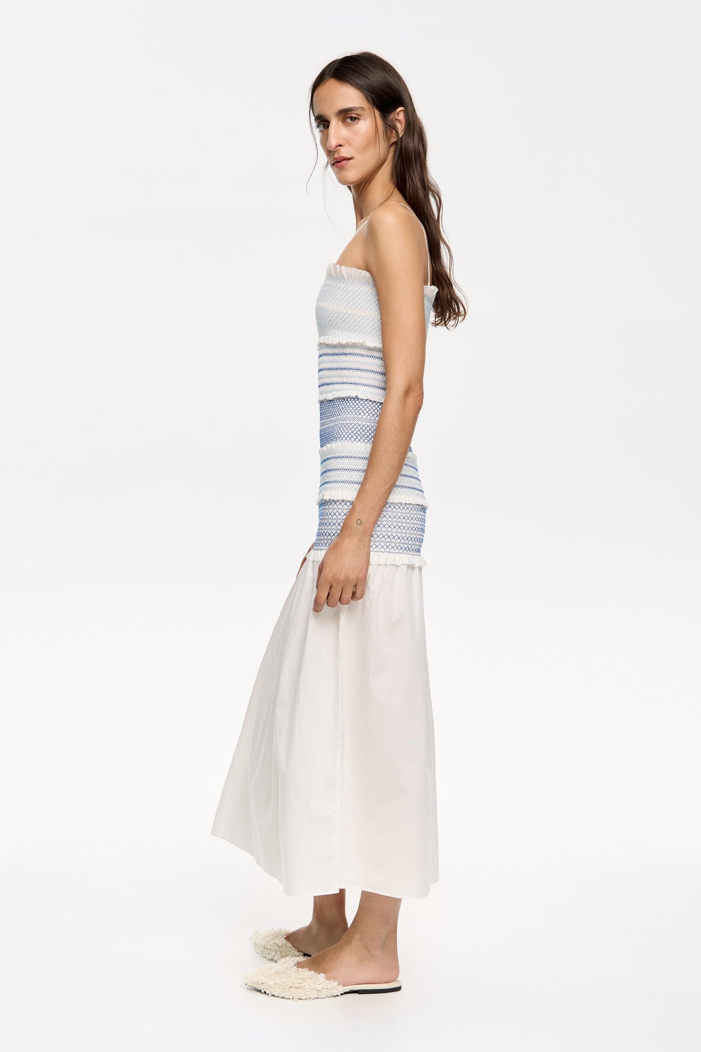 White smocked dress