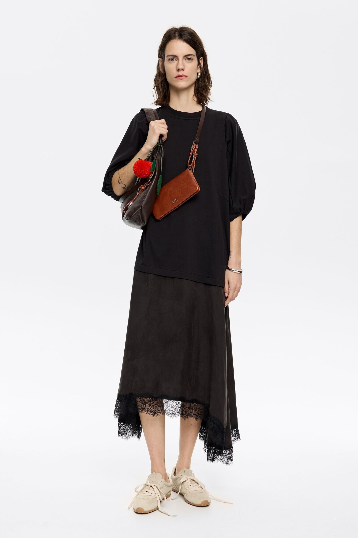 Black lace flared A-line dress