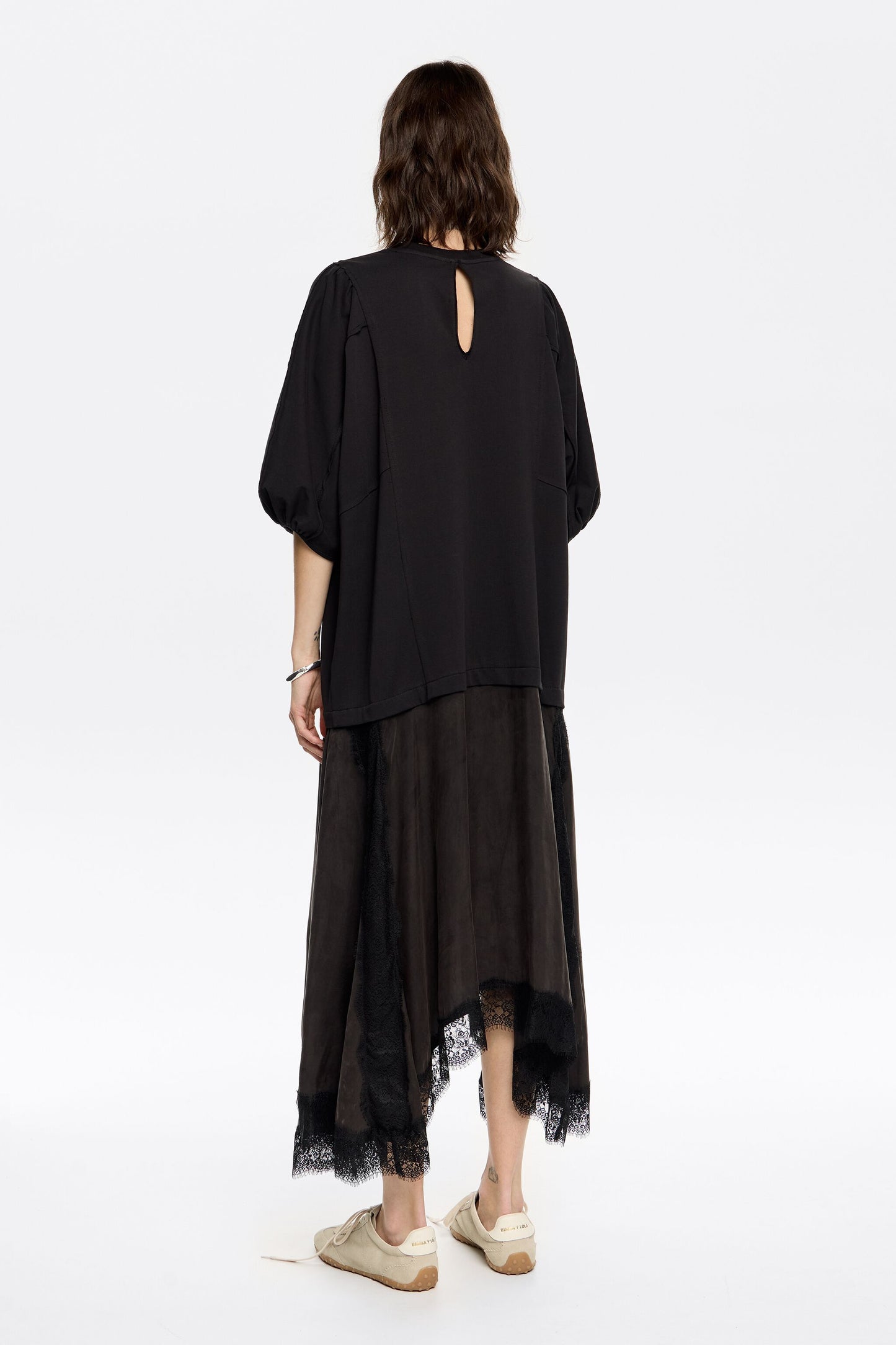 Black lace flared A-line dress