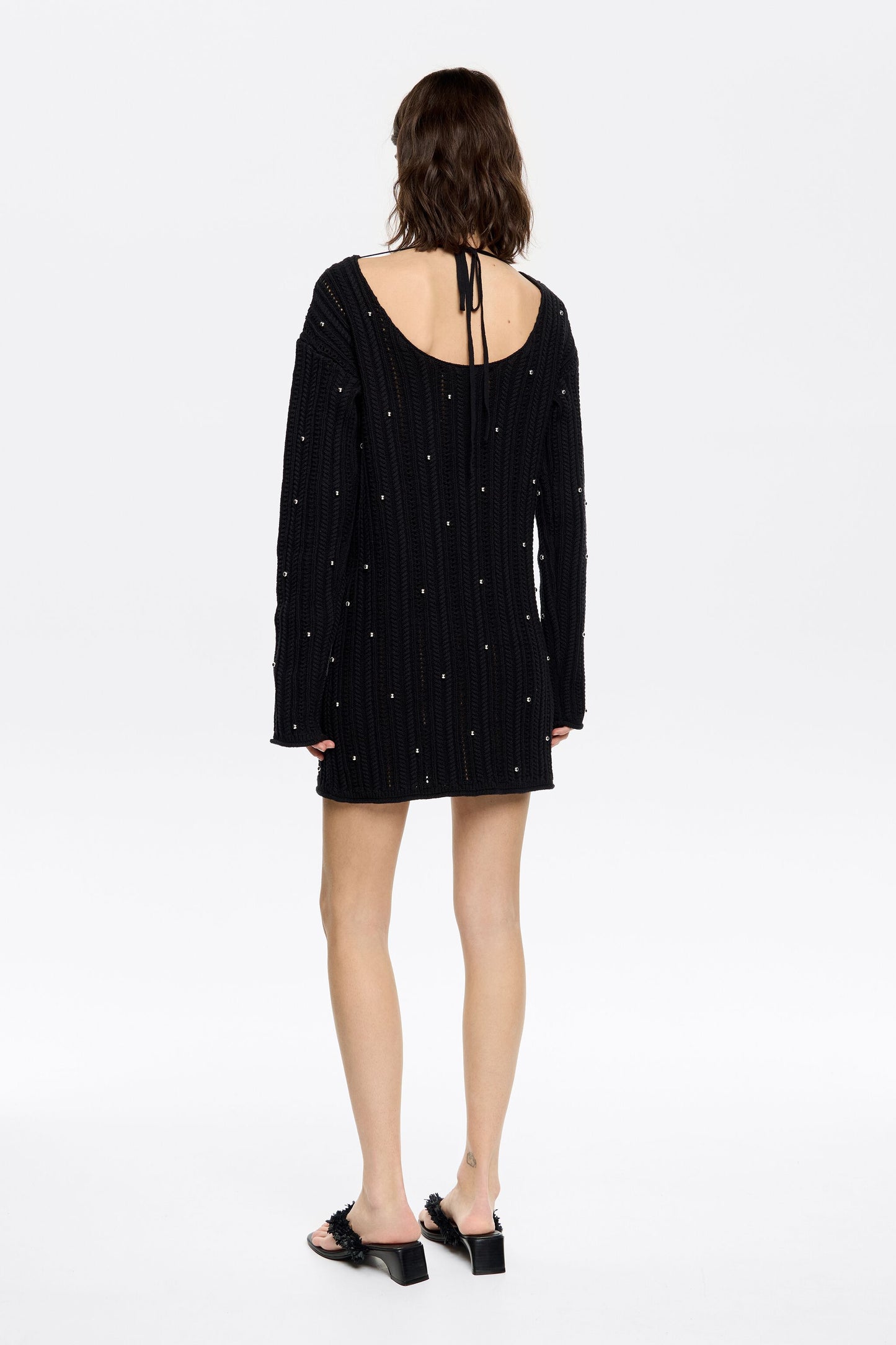 Black cotton knit mini dress