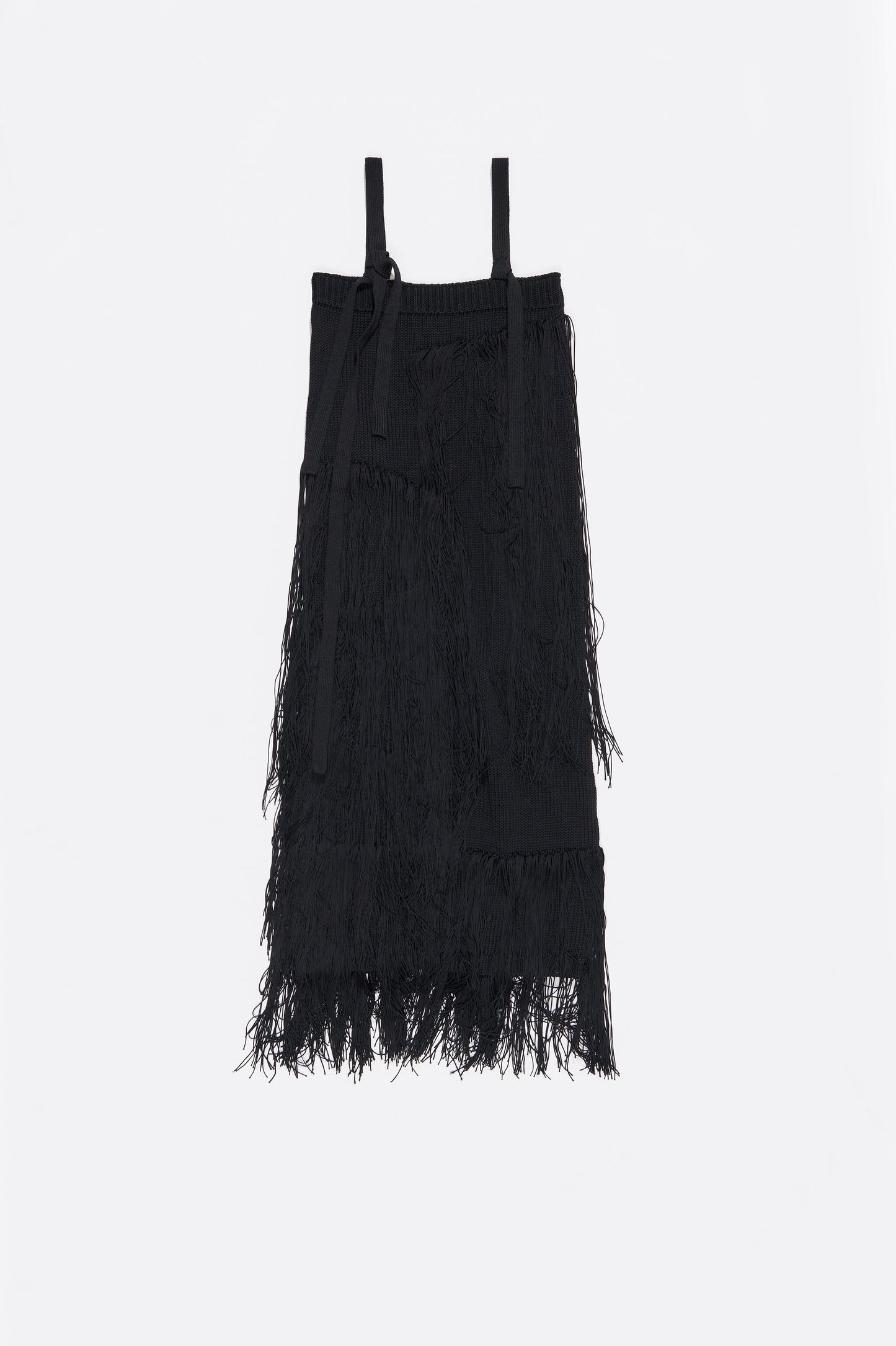 Black fringed knit dress