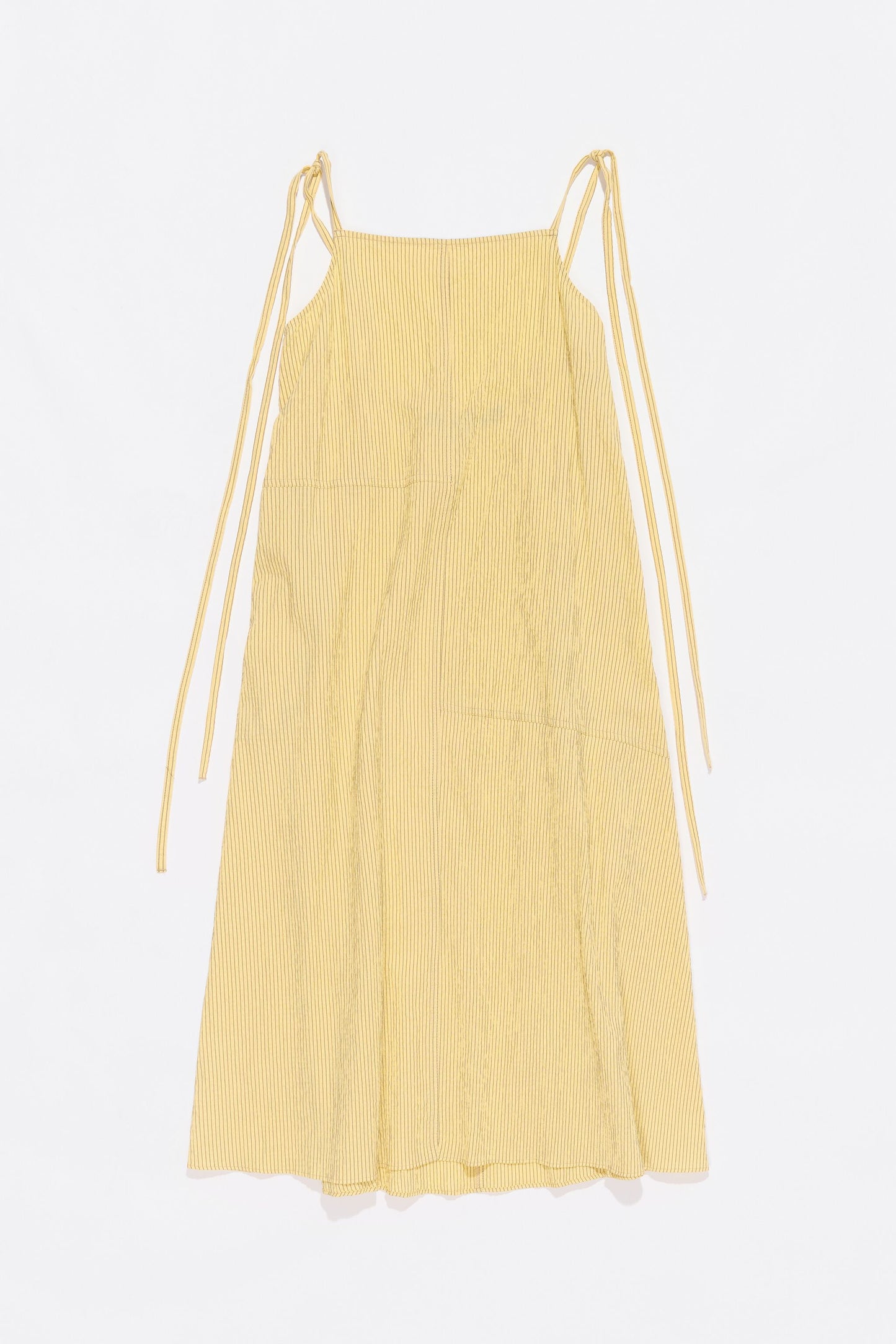 Yellow striped A-line midi dress