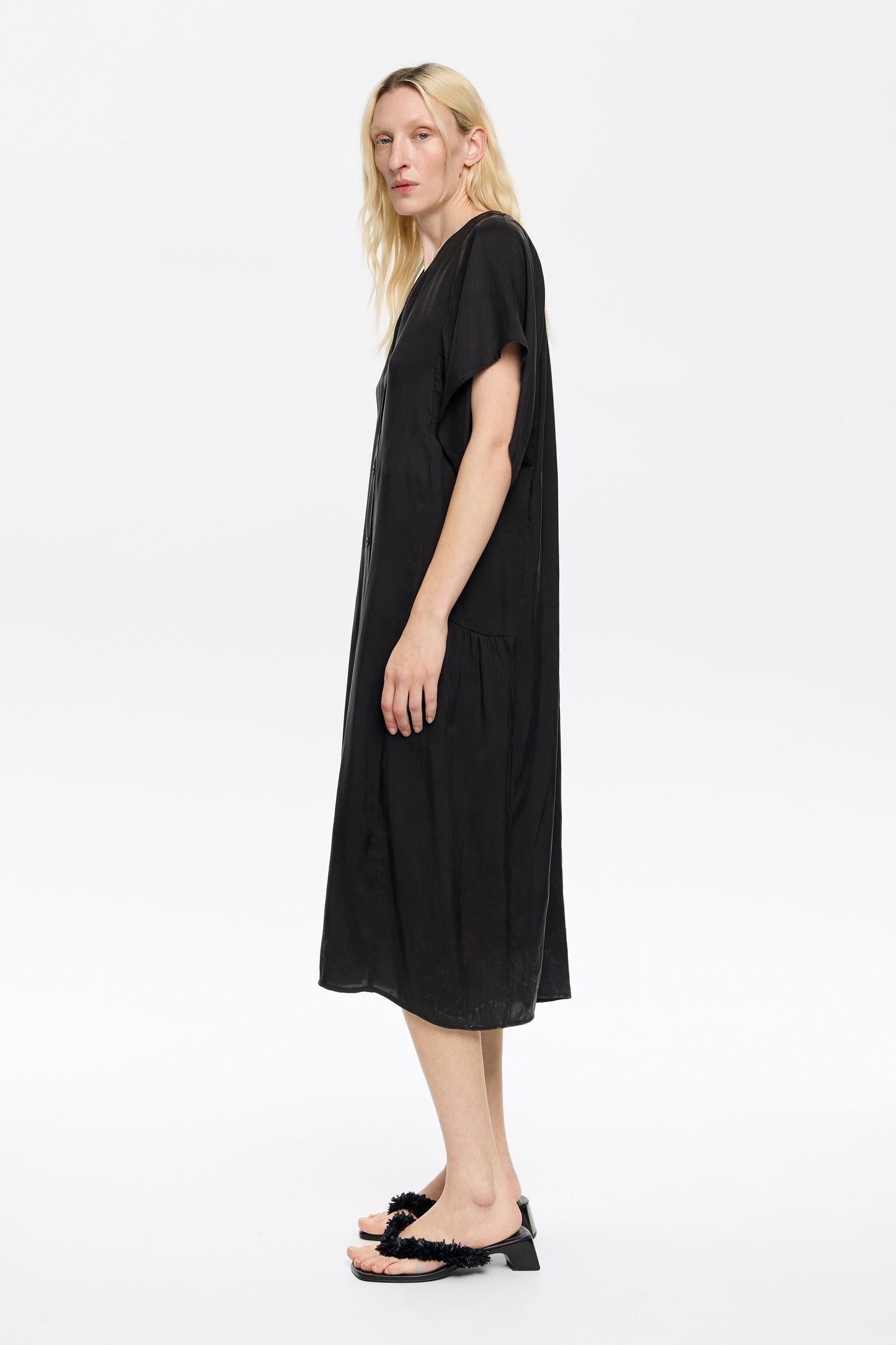 Black fluid midi dress