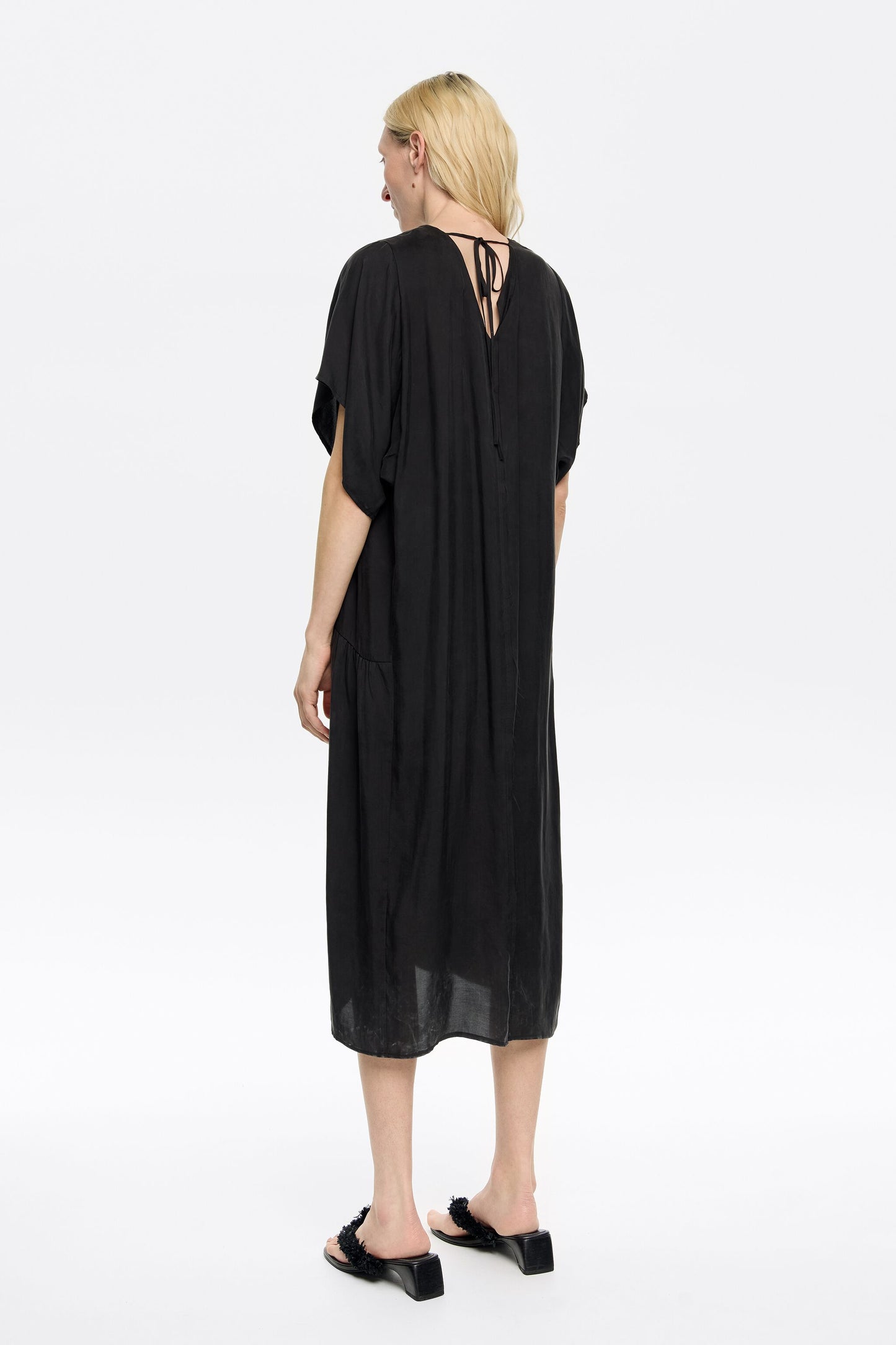 Black fluid midi dress