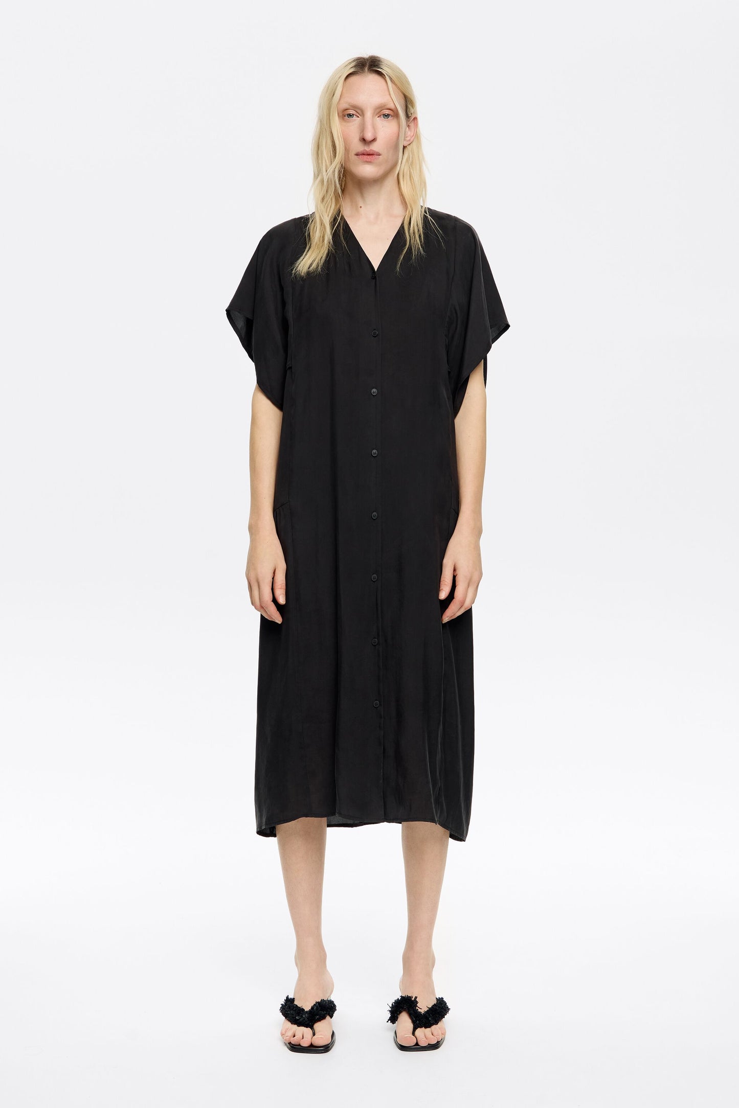 Black fluid midi dress