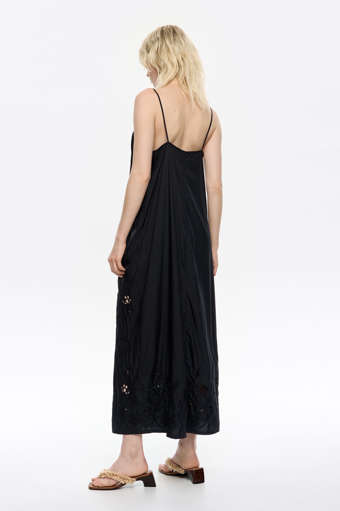 Black fluid embroidered dress