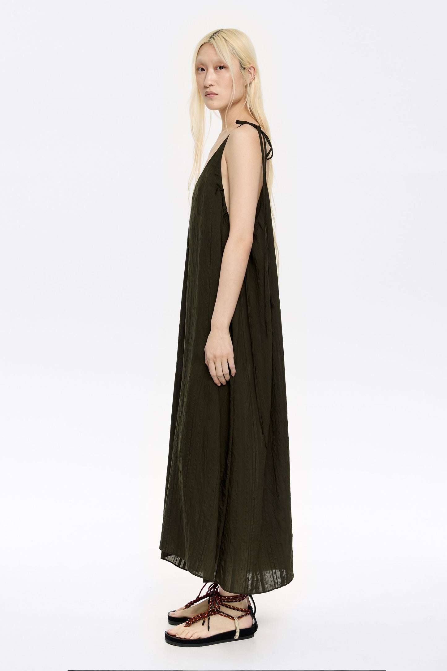 Dark green midi dress