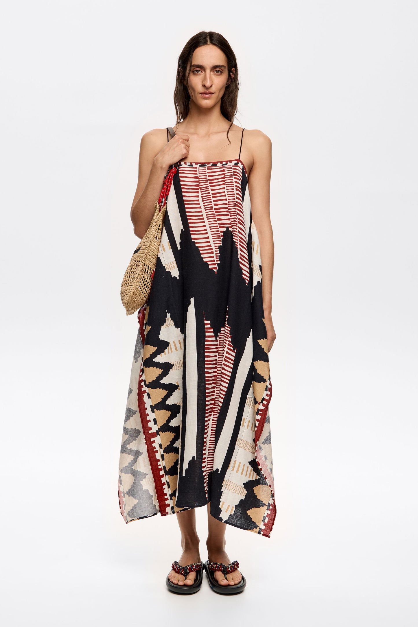 Black Ikat scarf dress