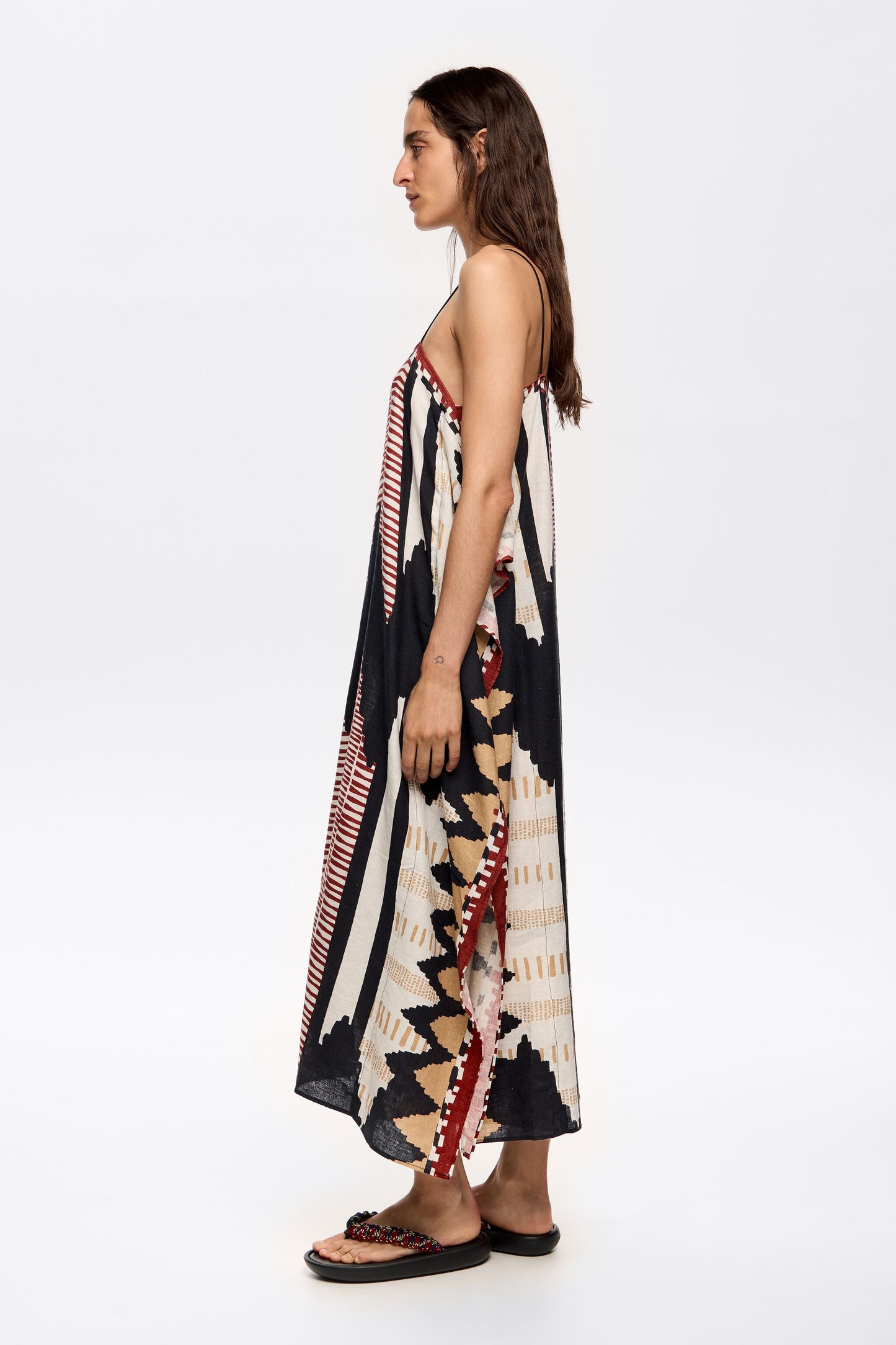 Black Ikat scarf dress