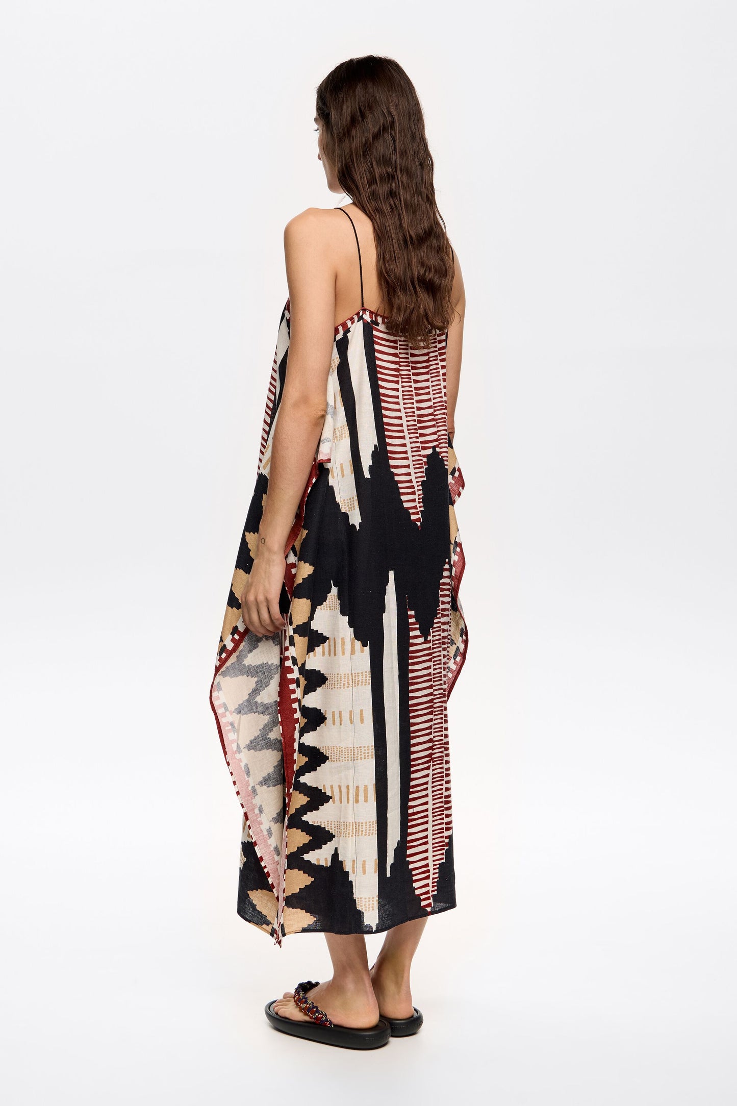 Black Ikat scarf dress