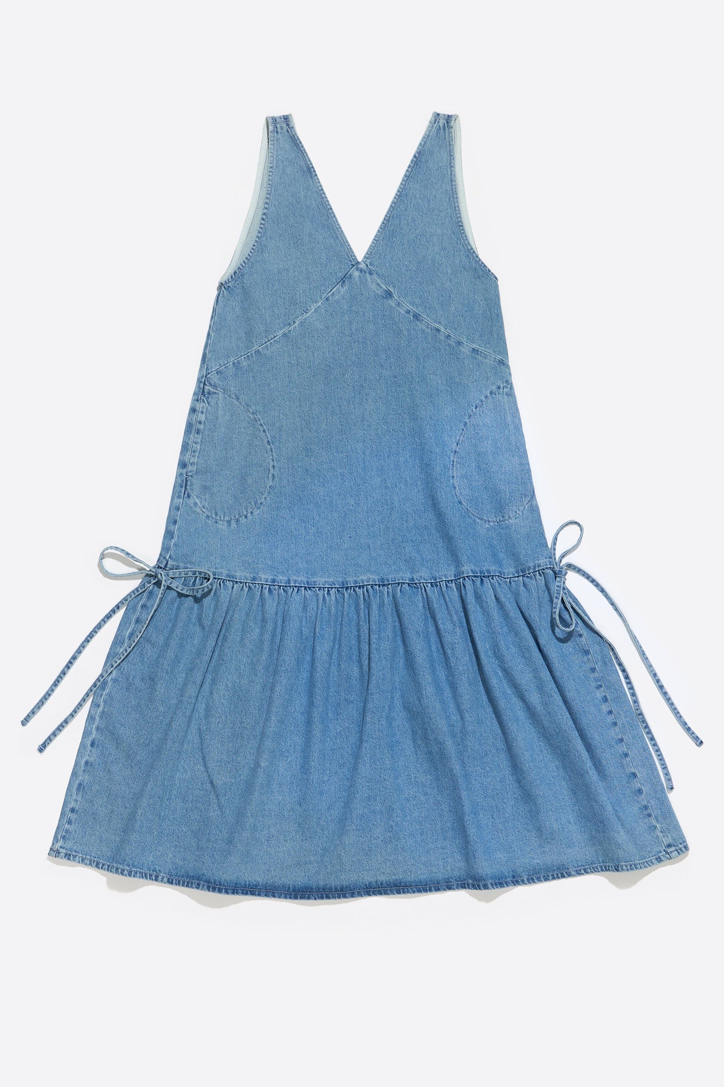 Blue denim flared midi dress
