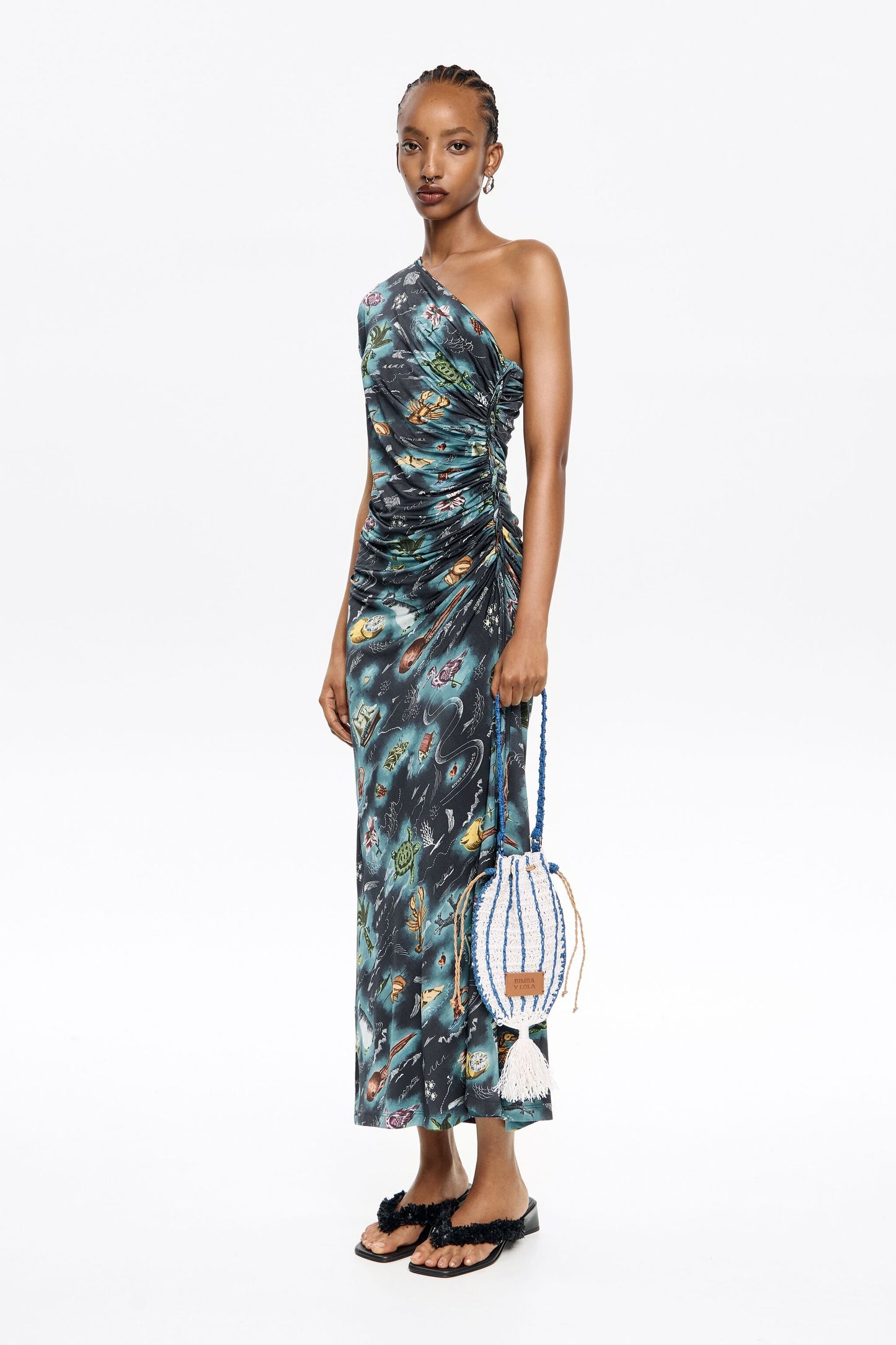 Black fitted Maps ruched dress