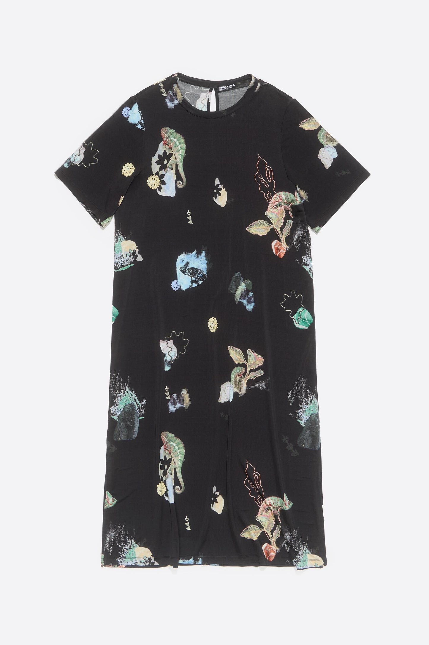 Long anthracite Chameleon T-shirt dress